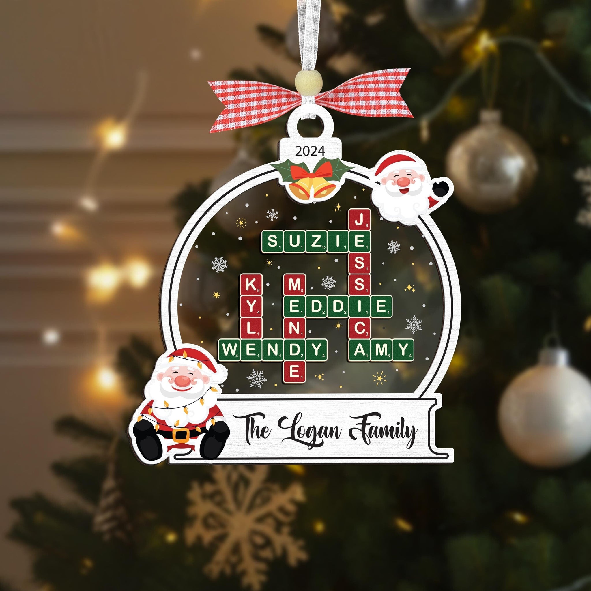 Custom Family Christmas Ornament,Family Crossword Ornament,Family Ornament,Family Name Puzzle,Grandparent Christmas Gift,Family Keepsake OROC24