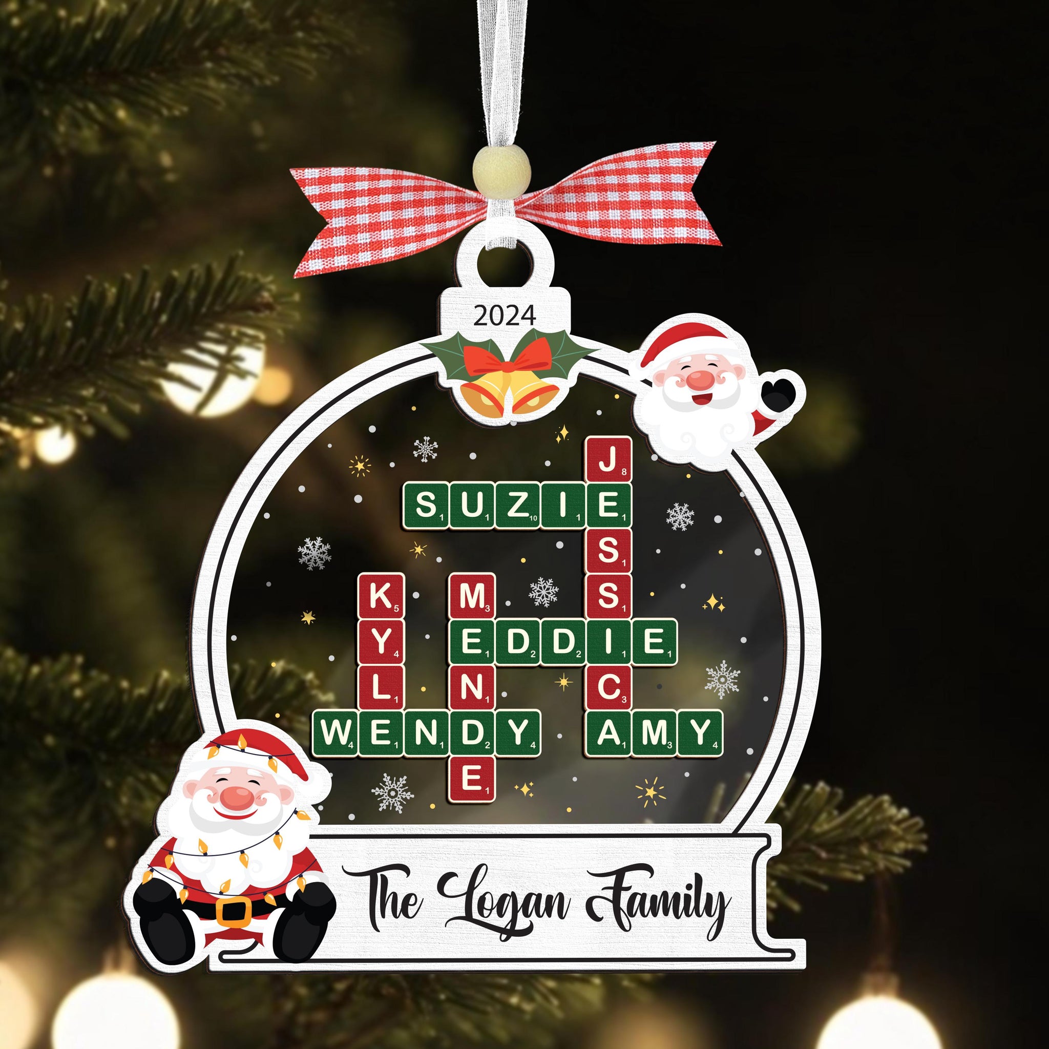 Custom Family Christmas Ornament,Family Crossword Ornament,Family Ornament,Family Name Puzzle,Grandparent Christmas Gift,Family Keepsake OROC24