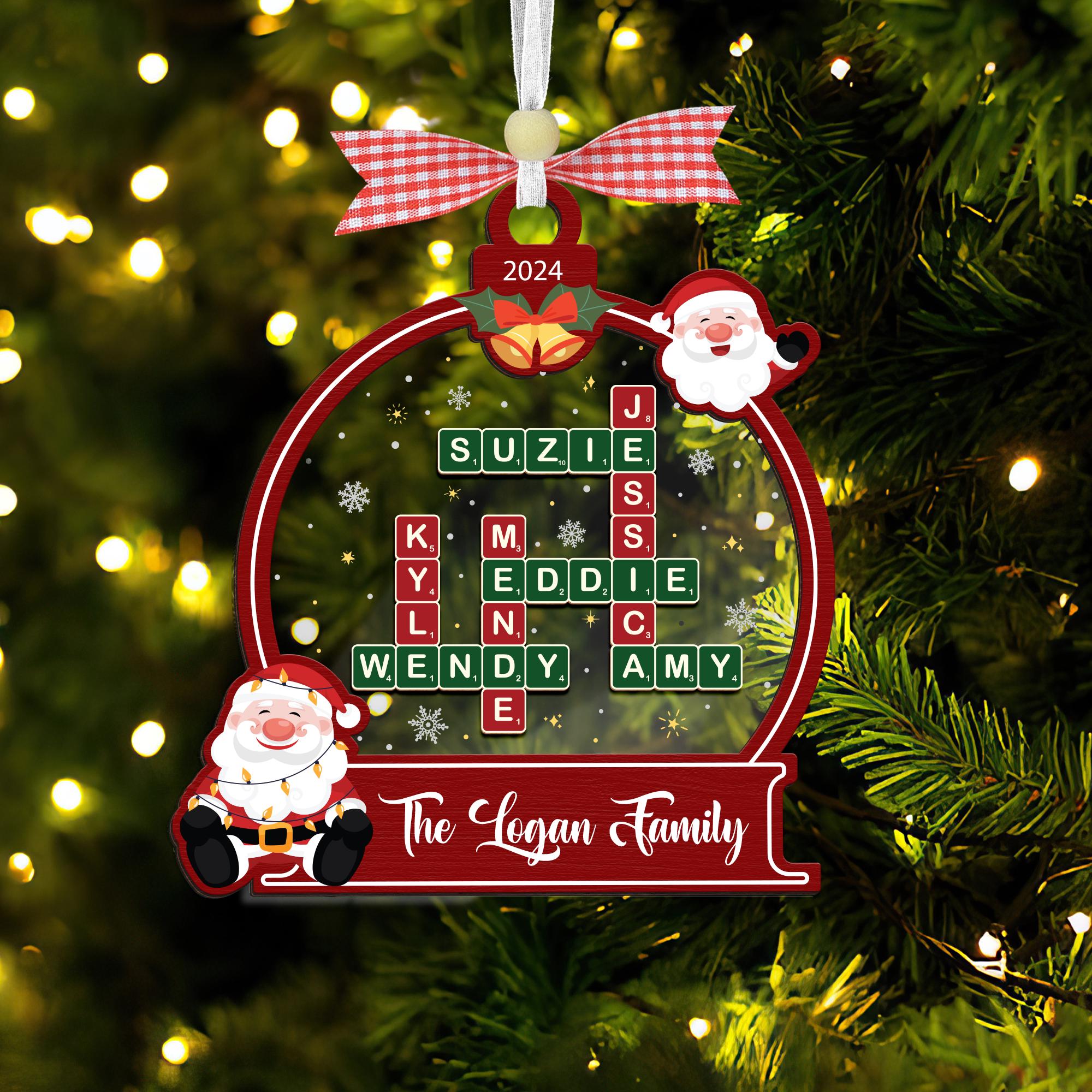 Custom Family Christmas Ornament,Family Crossword Ornament,Family Ornament,Family Name Puzzle,Grandparent Christmas Gift,Family Keepsake OROC24