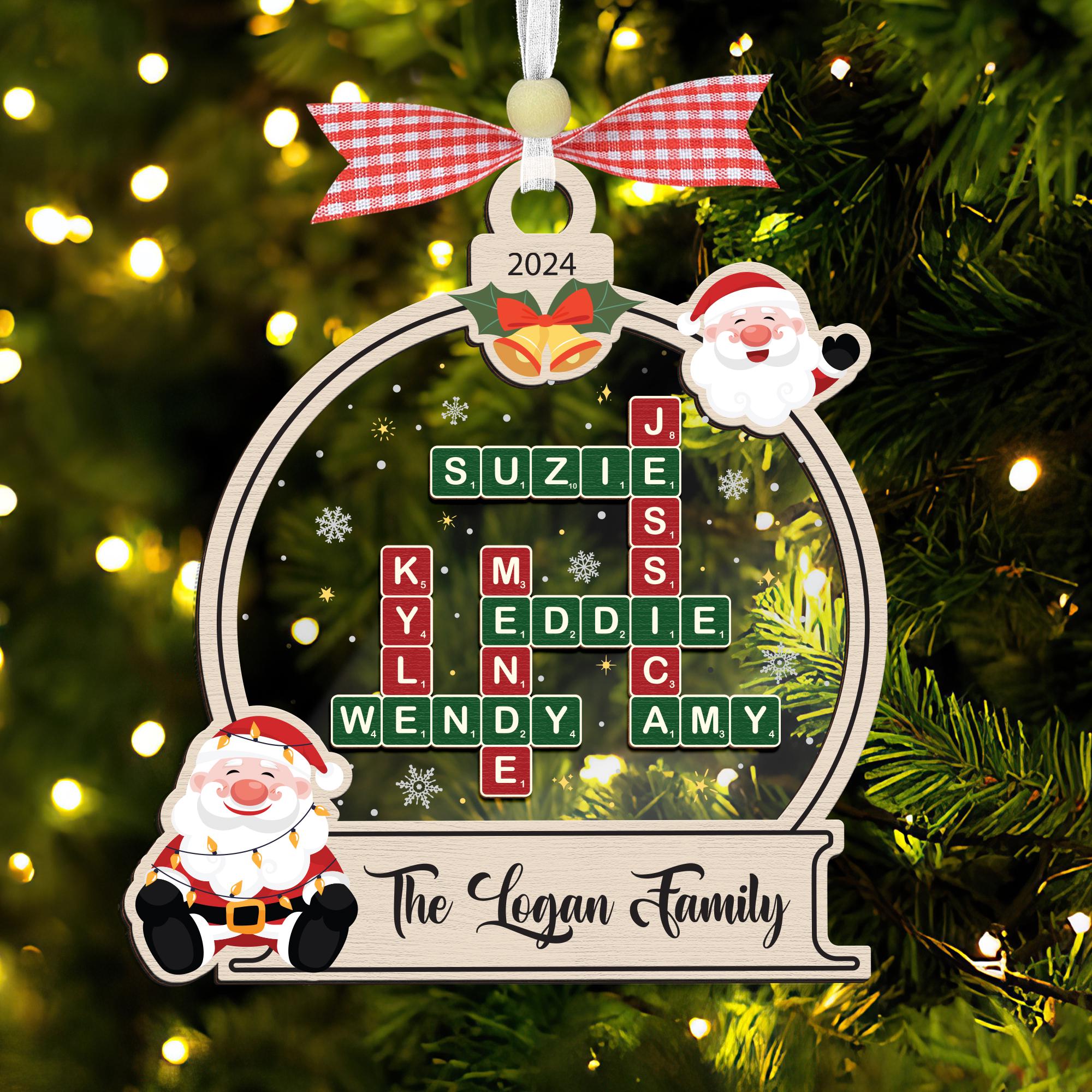 Custom Family Christmas Ornament,Family Crossword Ornament,Family Ornament,Family Name Puzzle,Grandparent Christmas Gift,Family Keepsake OROC24