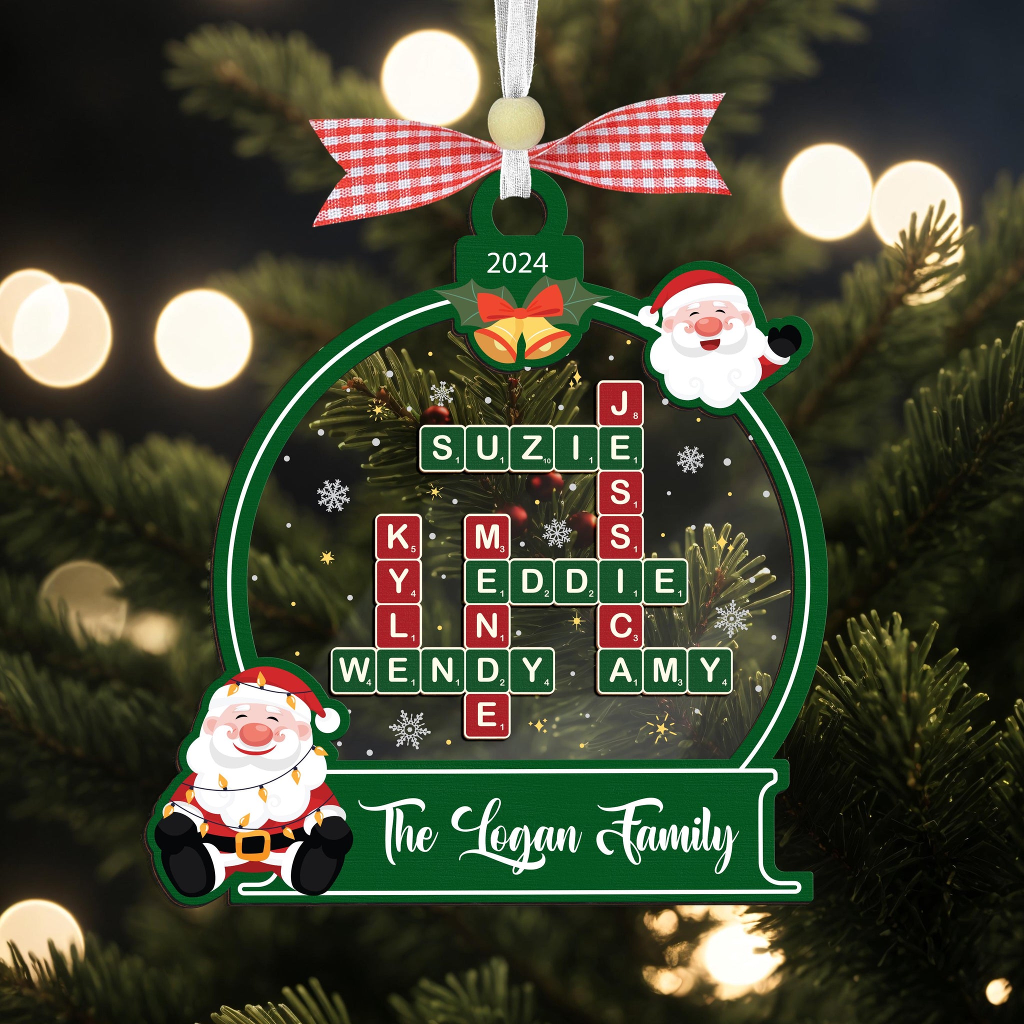 Custom Family Christmas Ornament,Family Crossword Ornament,Family Ornament,Family Name Puzzle,Grandparent Christmas Gift,Family Keepsake OROC24