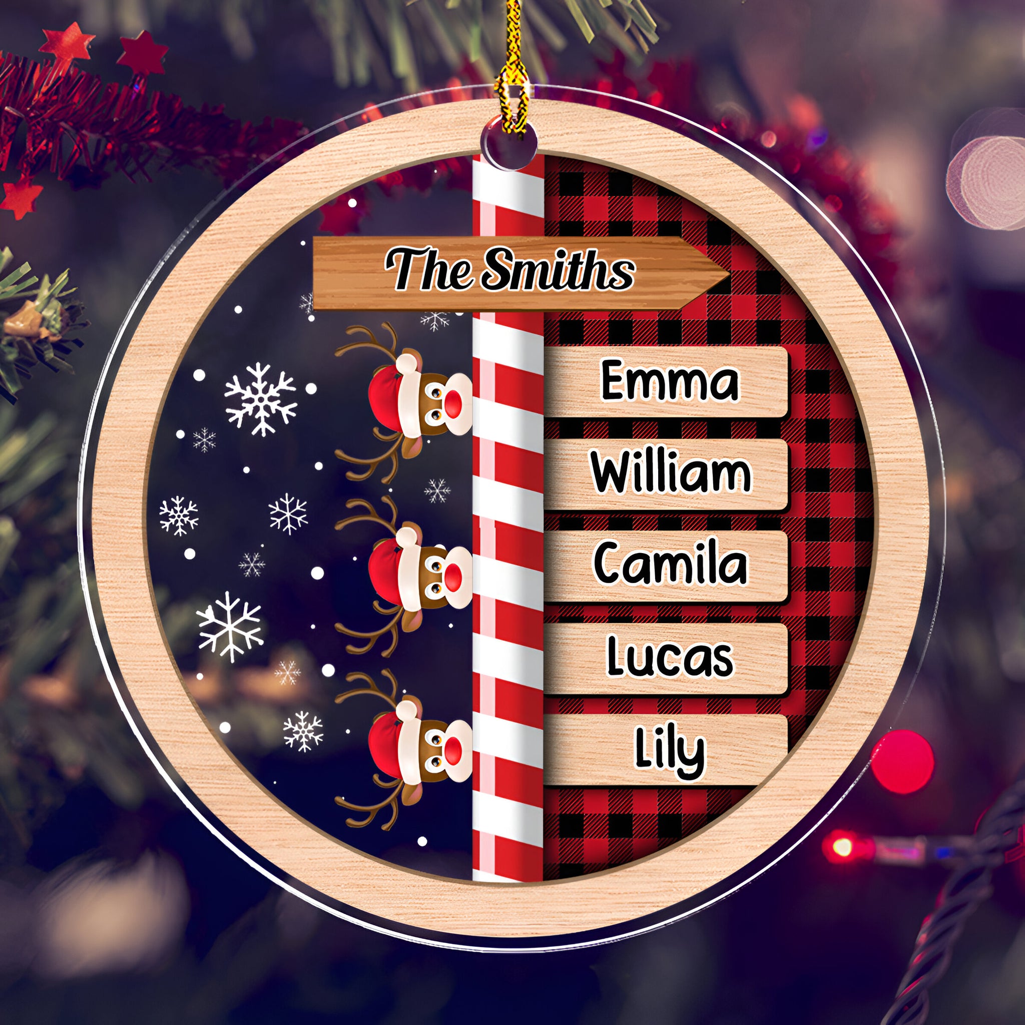 Custom Family Name Christmas - Personalized Custom Acrylic Ornament ORN0710