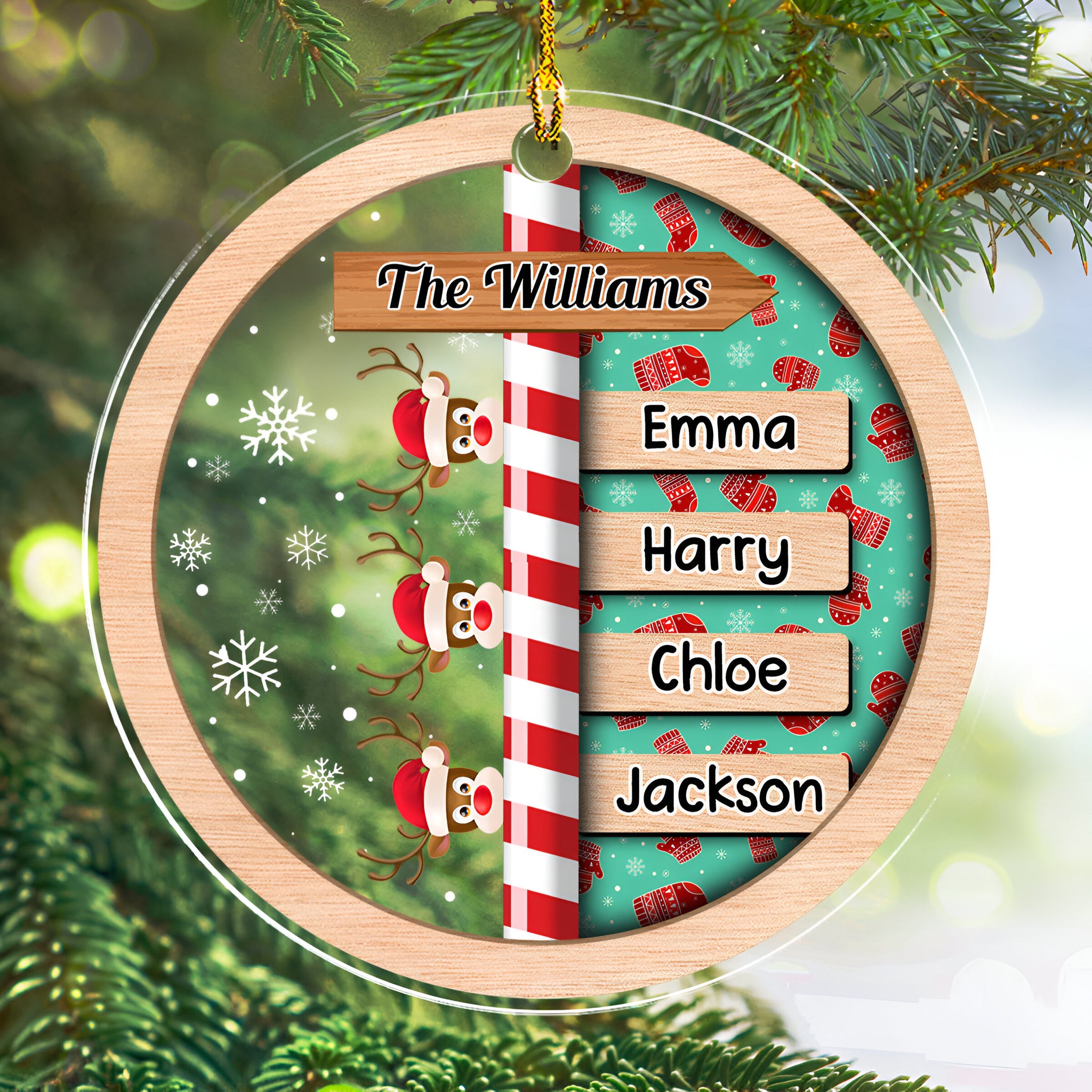 Custom Family Name Christmas - Personalized Custom Acrylic Ornament ORN0710