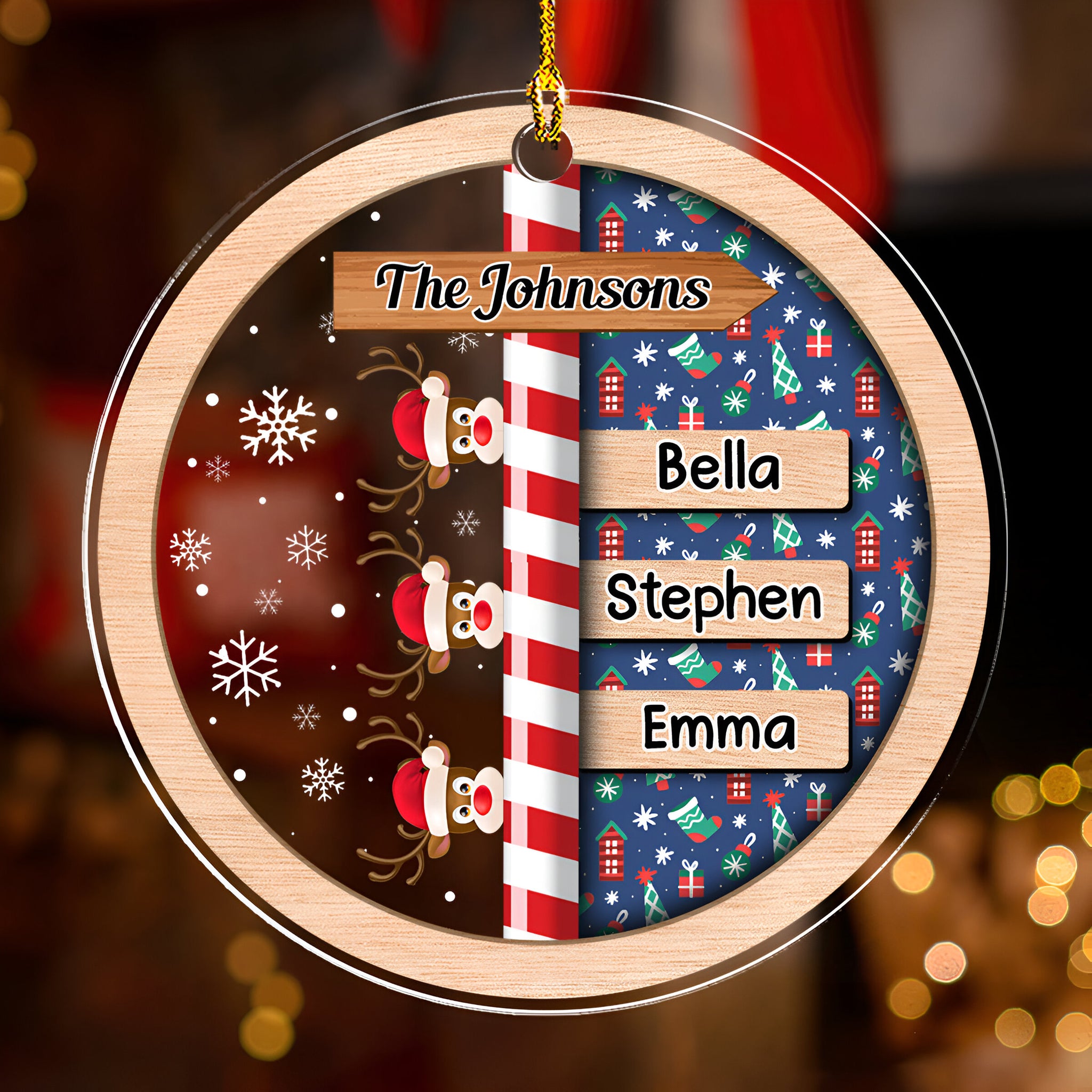 Custom Family Name Christmas - Personalized Custom Acrylic Ornament ORN0710