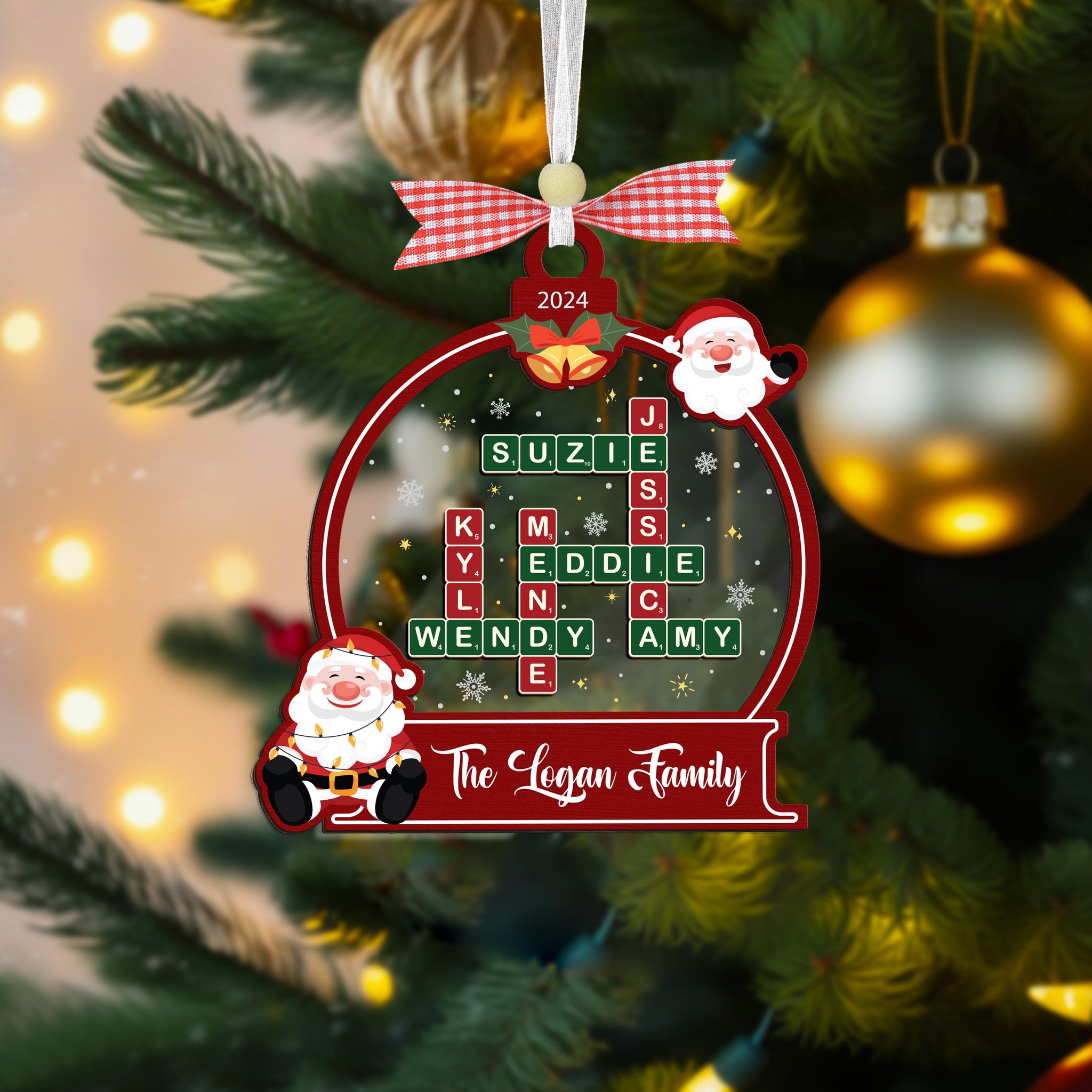 Custom Family Ornament,Family Crossword Ornament,Family Ornament,Family Name Puzzle,Christmas Ornament 2024,Christmas Gift,Scrabble Ornament OROC24