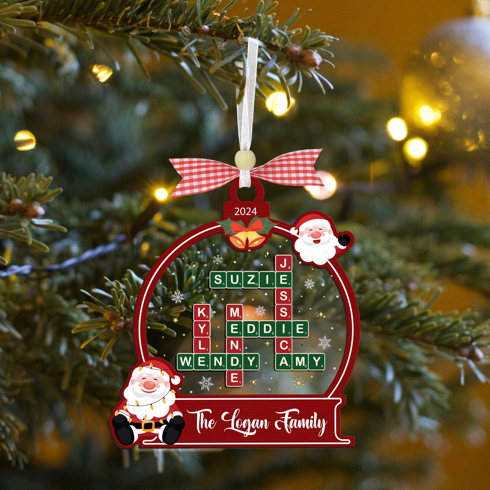 Custom Family Ornament,Family Crossword Ornament,Family Ornament,Family Name Puzzle,Christmas Ornament 2024,Christmas Gift,Scrabble Ornament OROC24