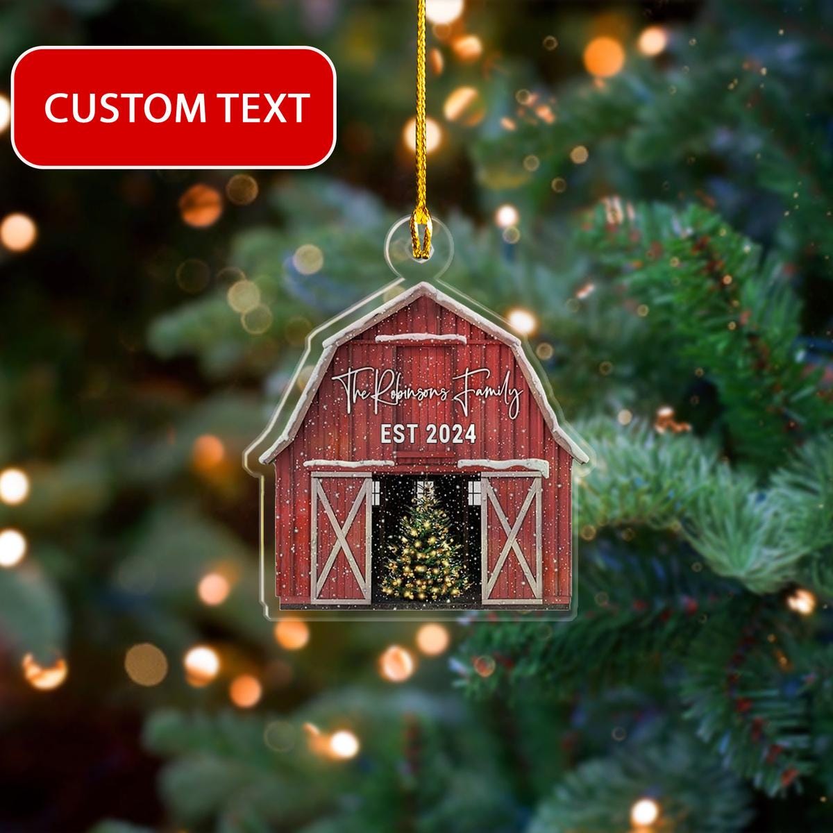 Custom Farm Christmas Ornaments 2024, Farmhouse Christmas Ornament, Farmhouse Ornament, Red Barn Ornament, Farmhouse Gift ORNO5