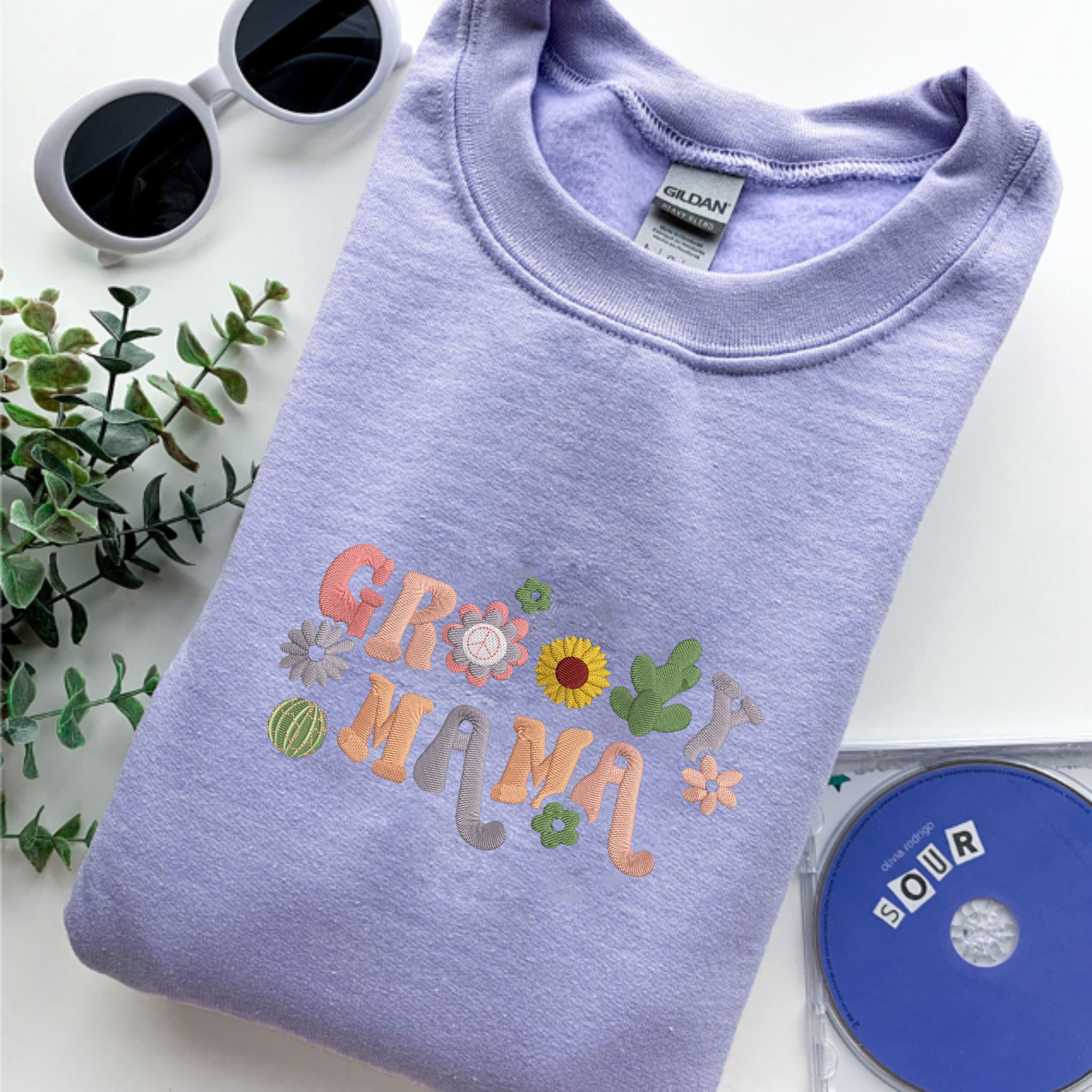 Custom Floral Groovy Mama Sweatshirt, Embroider with Flower, First Mothers Day Gifts EM5