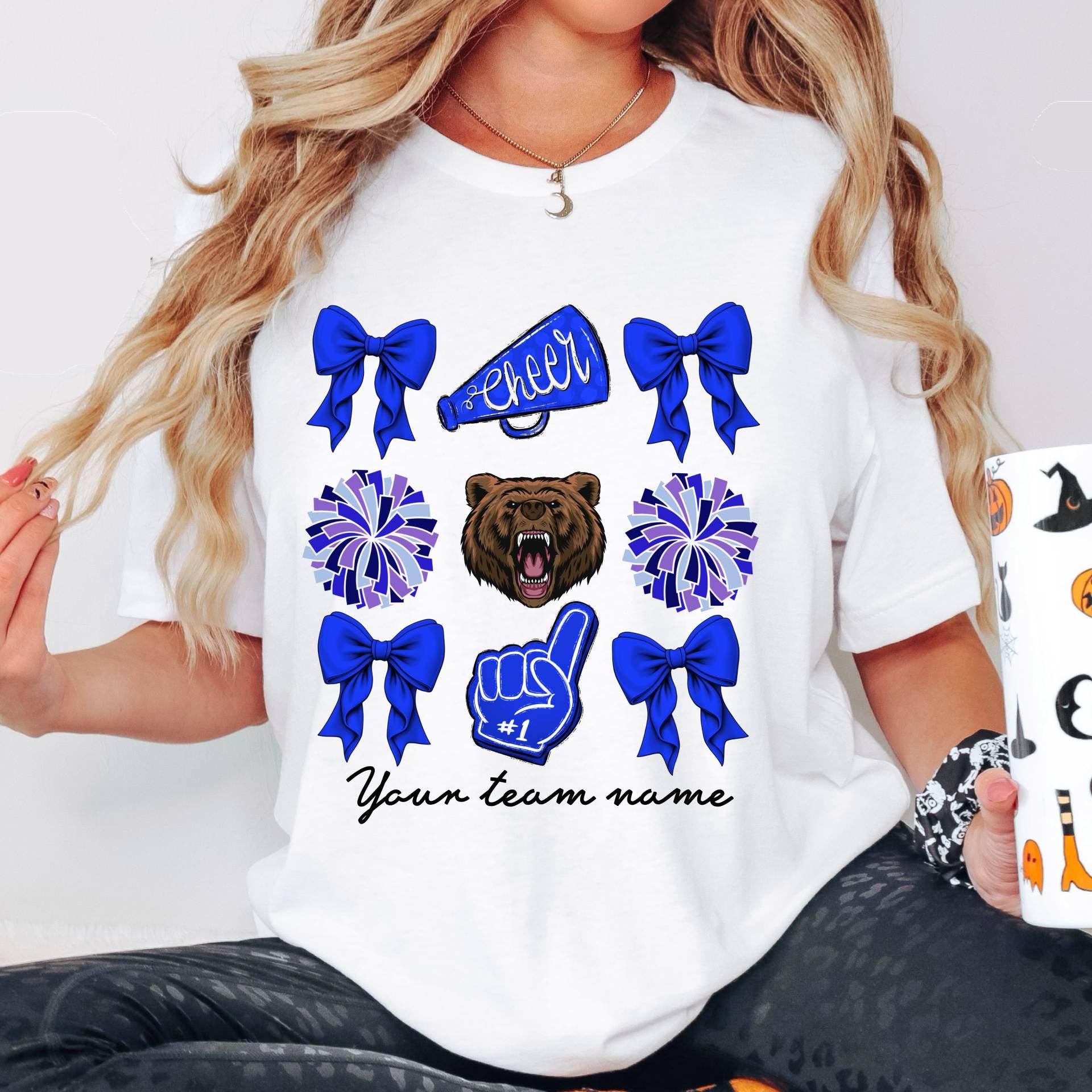 Custom Football Bow Shirt, Football Cheer Mom Shirt,Cheer Mascot Coquette Shirt,School Mascot Name Tee,Cheerleader Cheer Mom  FB2308