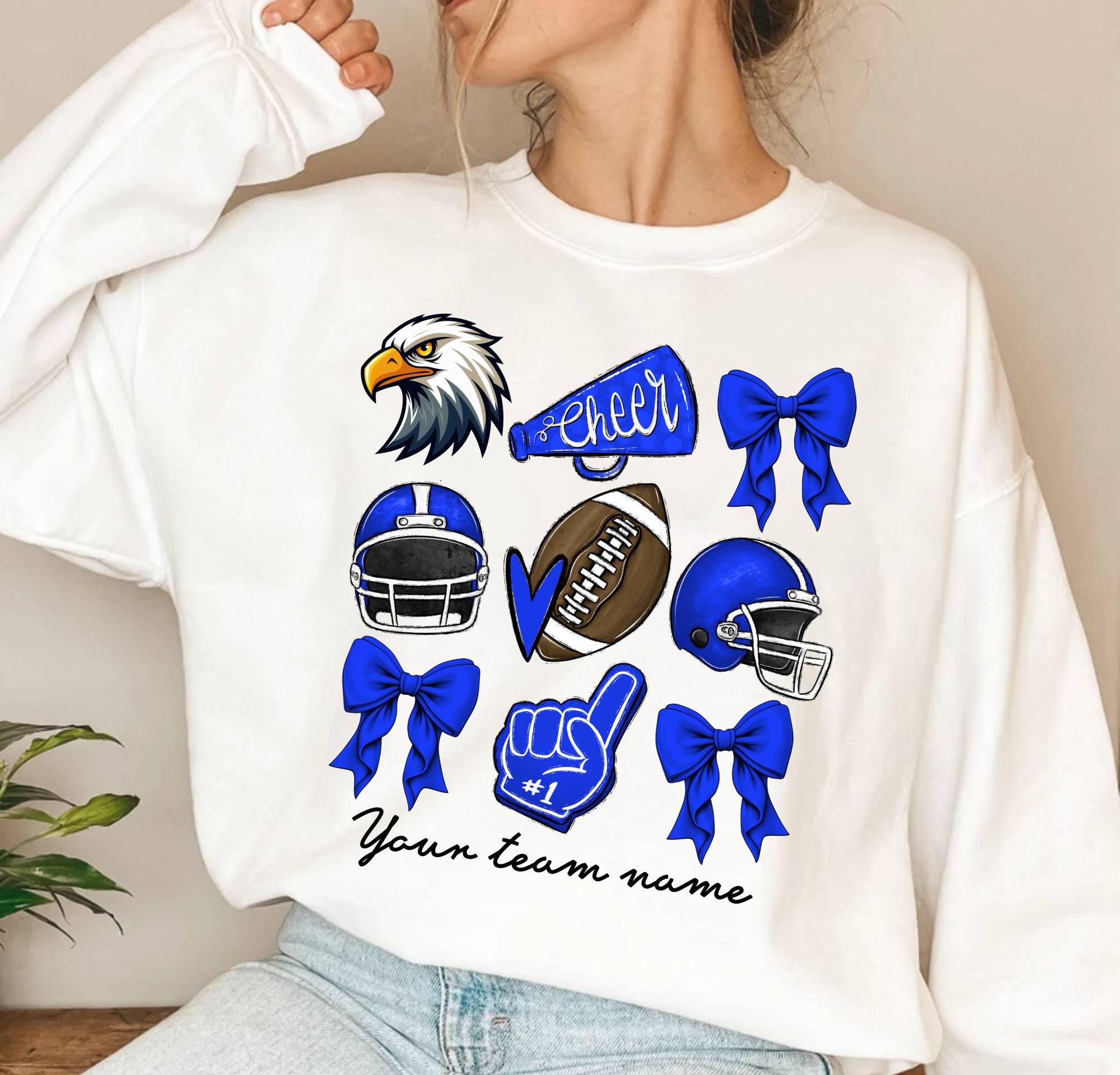 Custom Football Cheer Mom Sweatshirt,Cute Mascot Bow Sweatshirt,Coquette Bow School Spirit Sweatshirt,Custom Game Day Football Team Sweater 1 FB2308