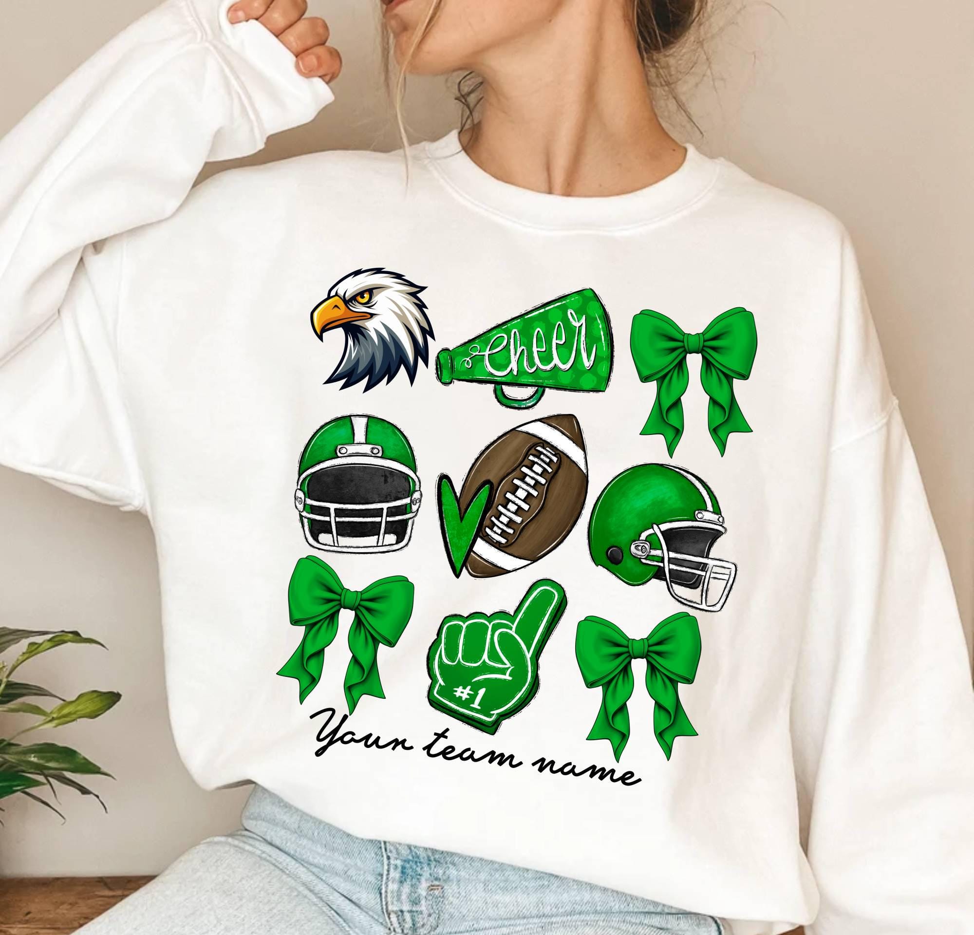 Custom Football Cheer Mom Sweatshirt,Cute Mascot Bow Sweatshirt,Coquette Bow School Spirit Sweatshirt,Custom Game Day Football Team Sweater 1 FB2308