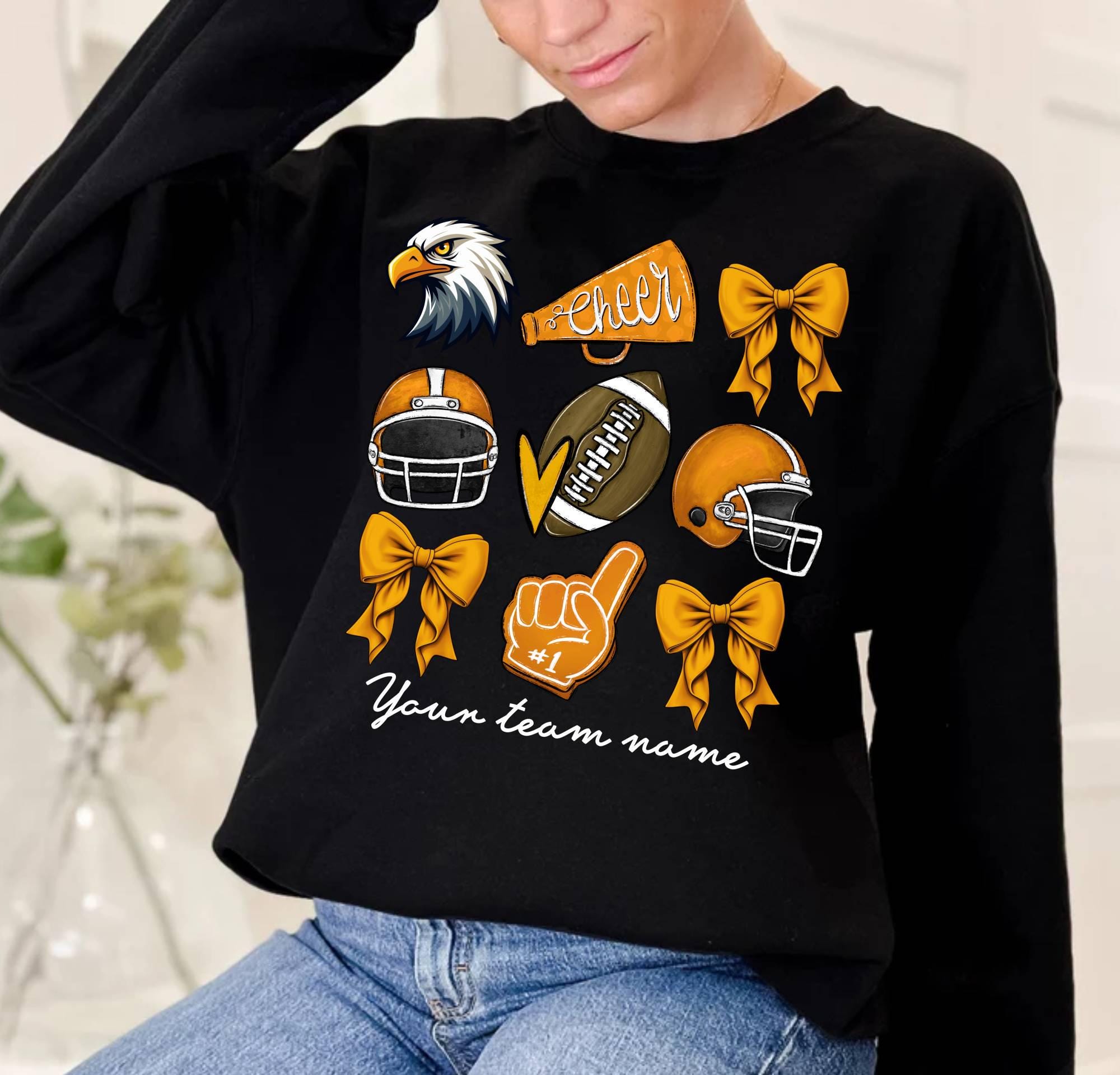 Custom Football Cheer Mom Sweatshirt,Cute Mascot Bow Sweatshirt,Coquette Bow School Spirit Sweatshirt,Custom Game Day Football Team Sweater 1 FB2308