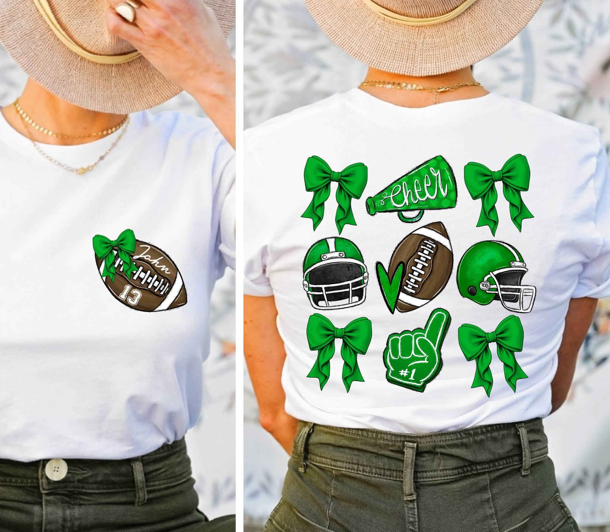 Custom Football Mom Shirt, Mascot Bow Front & Back Shirt, Coquette Bow School Spirit Tshirt, Cute Cheer Mascot Tee,Cheerleader Cheer Mom Tee 1 FB2308