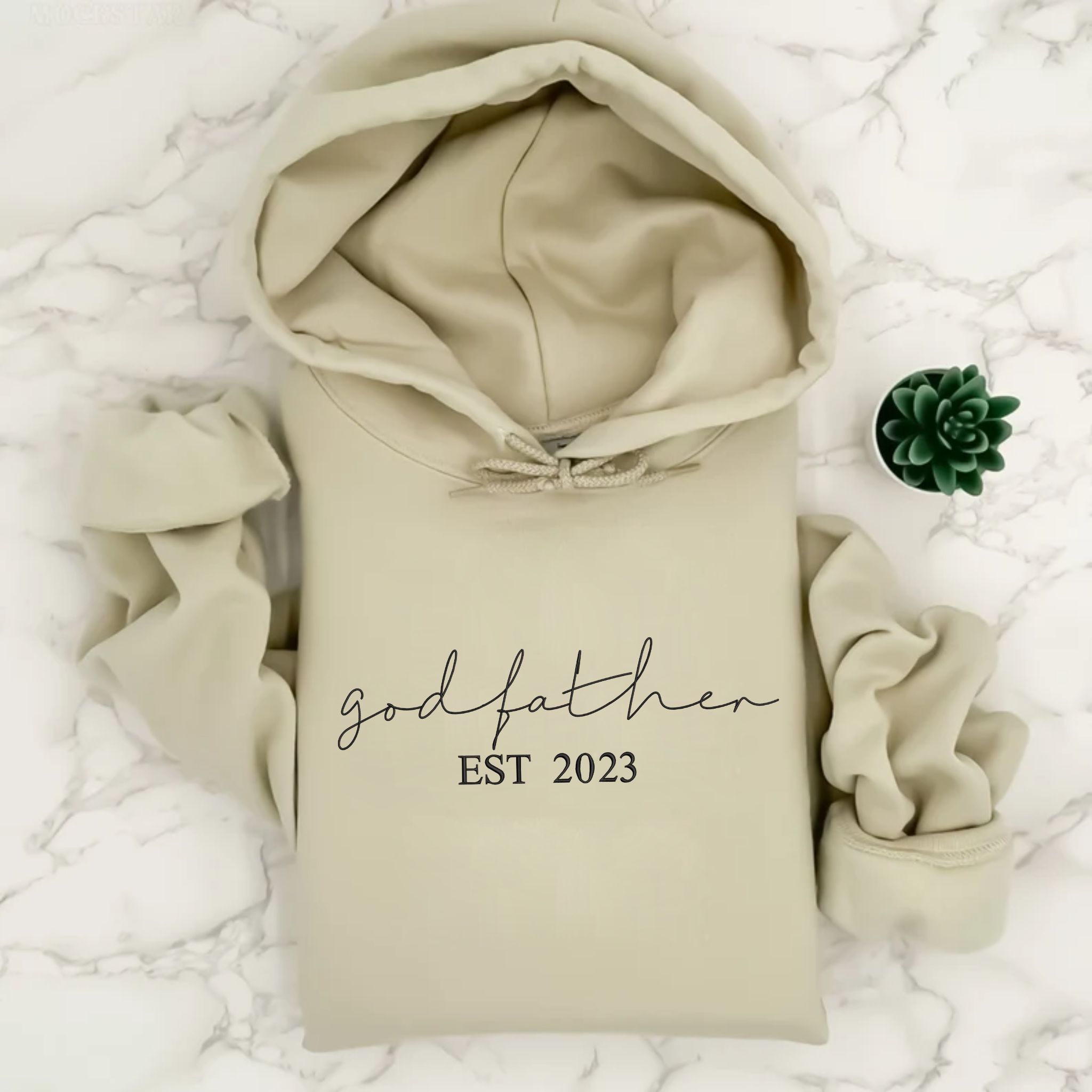 Custom God Father EST Hoodie With Kids Name On Sleeve, Best Godfather Gifts From Godson em1