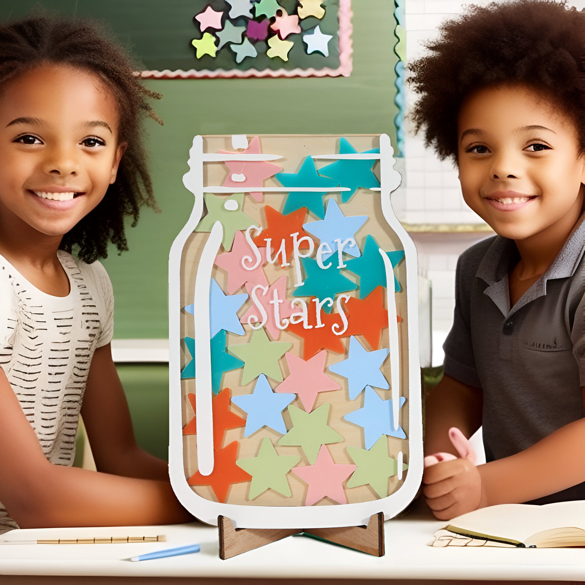 Custom Magnetic Star Reward Jar for Kids & 25 Tokens, Personalized Classroom Reward System Rejar