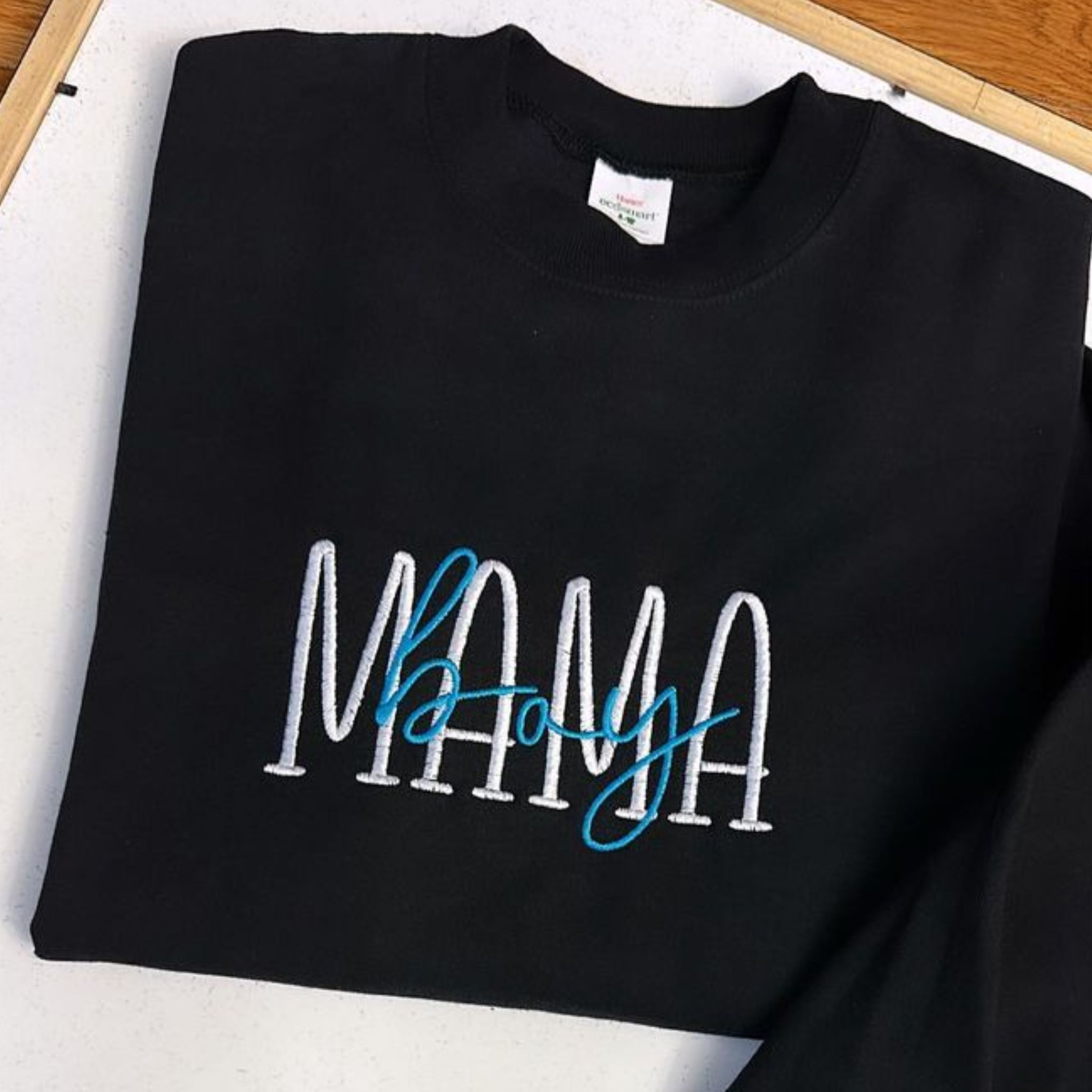 Custom Mama Boy Embroidery Sweatshirt, Mama Boy Monograms Crewneck, Best Gift for Mom EM5