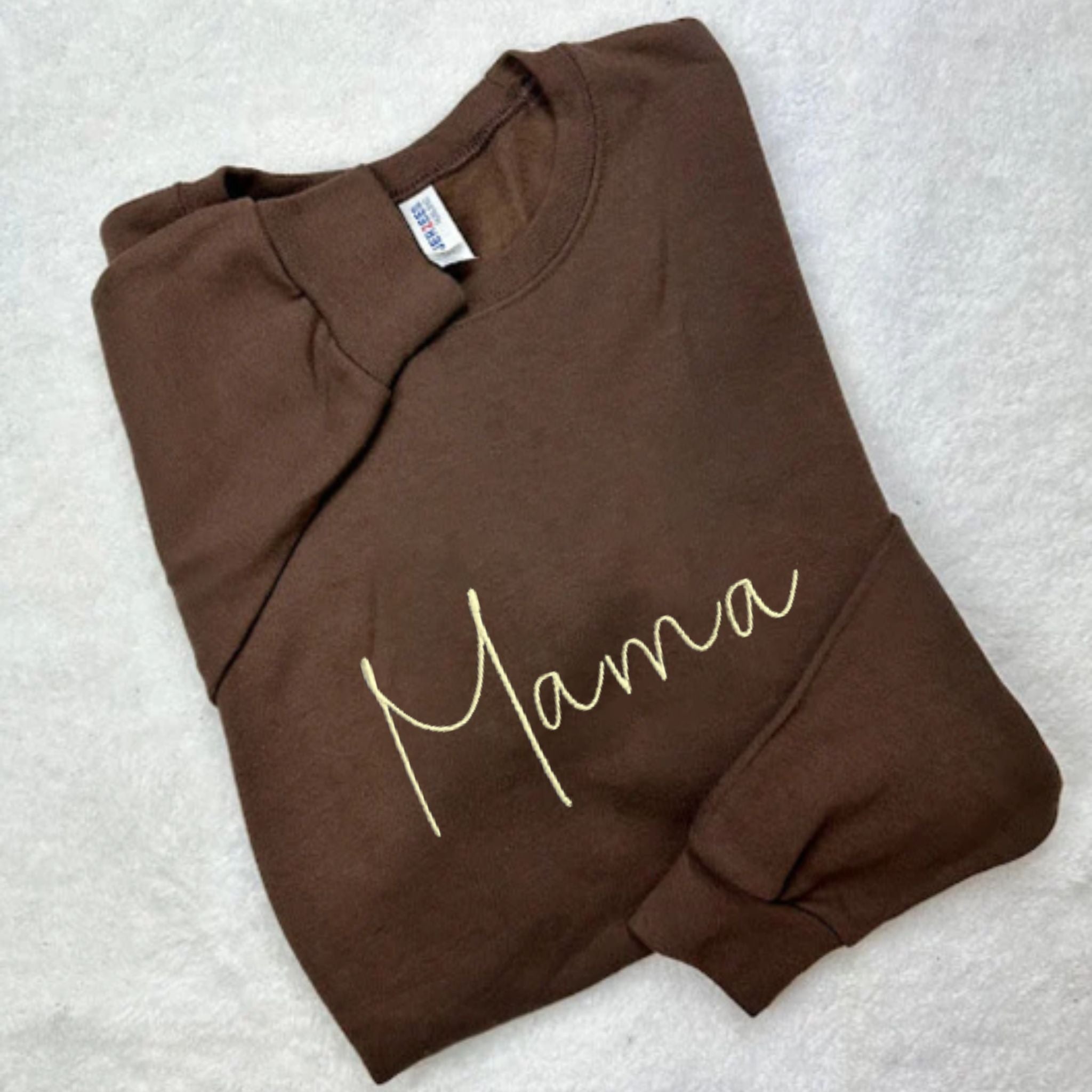 Custom Mama Embroidery Sweatshirt, Personalized Kid Name On The Sleeve, Gift for New Mothers em1