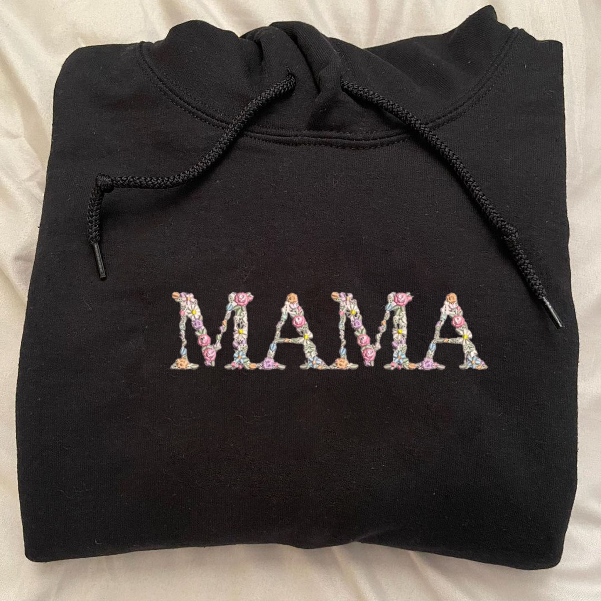 Custom Mama Hoodie with Floral Embroidery Letter, Unique Gifts For New Moms EM2