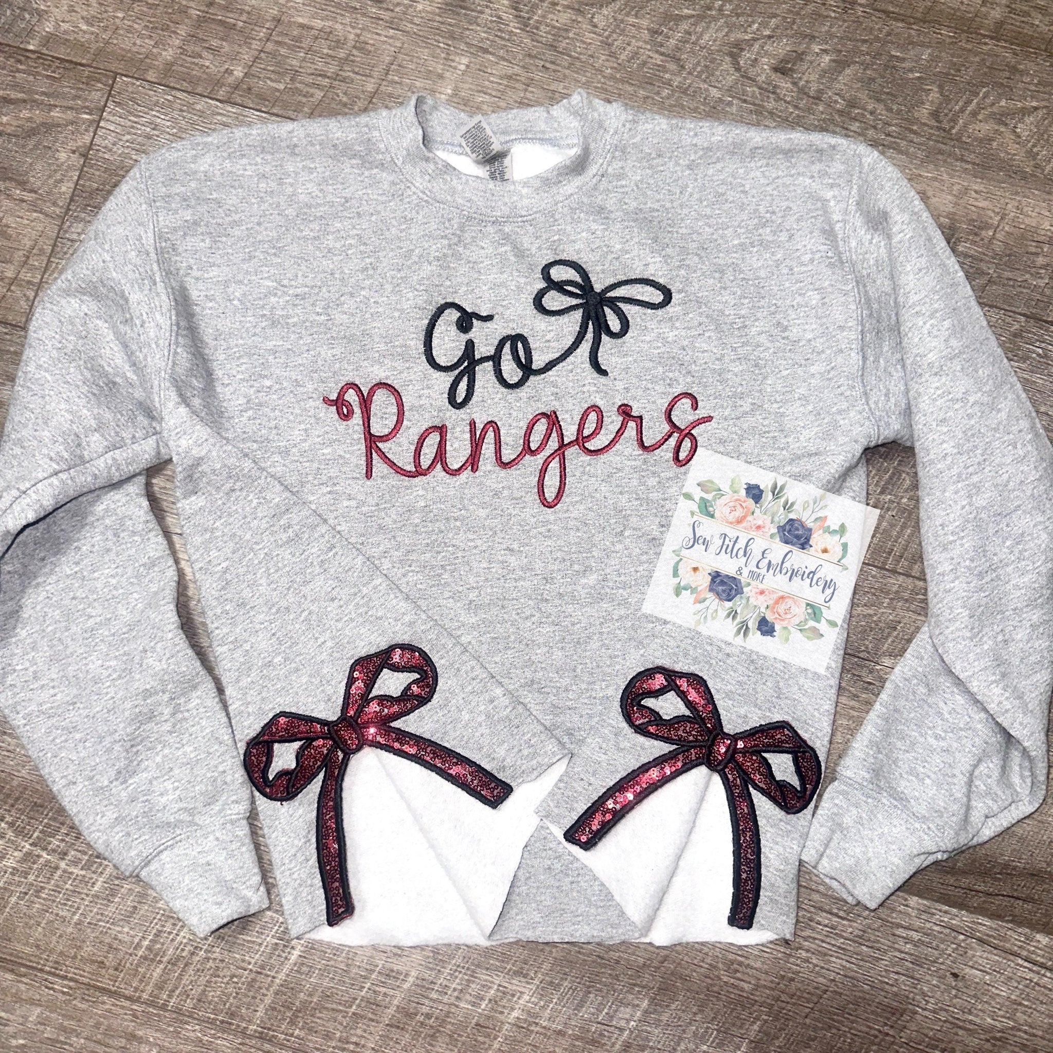 Custom Mascot embroidered sweatshirt  Side Bow sweatshirt  Custom sweatshirt  embroidered sweatshirt  ESIBOW