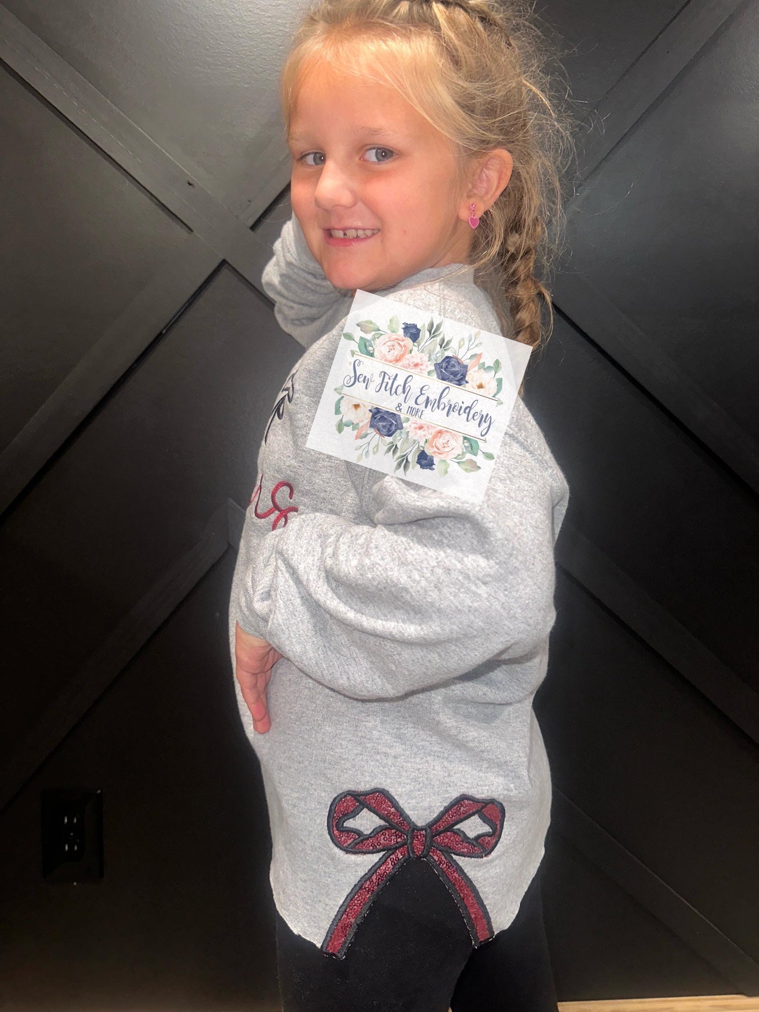 Custom Mascot embroidered sweatshirt  Side Bow sweatshirt  Custom sweatshirt  embroidered sweatshirt  ESIBOW