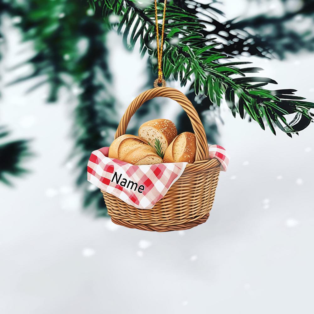 Custom Name Bread Basket Christmas Ornament, Christmas Tree Decor, Loved Bread Basket Ornament, Xmas Hanging Ornament Gift HAOR0611