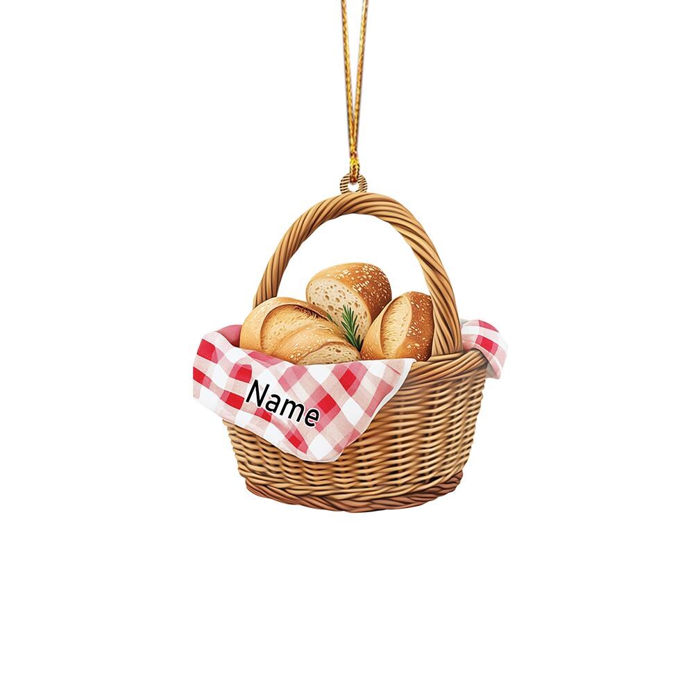 Custom Name Bread Basket Christmas Ornament, Christmas Tree Decor, Loved Bread Basket Ornament, Xmas Hanging Ornament Gift HAOR0611