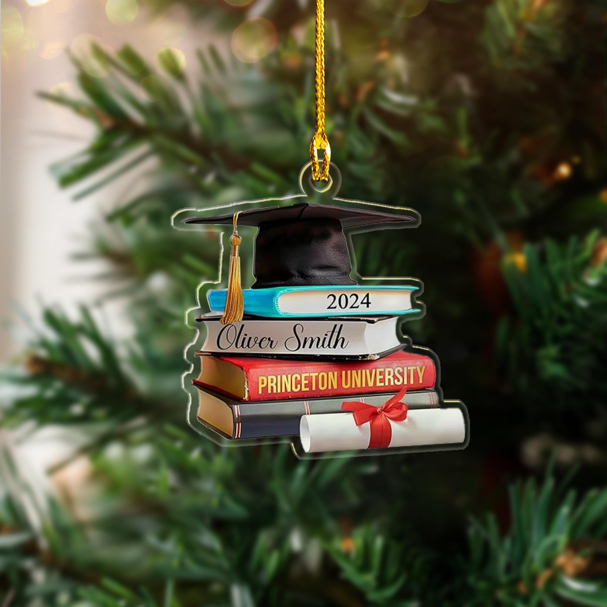 Custom Name Class of 2024 2D Flat Ornaments, Personalized Graduation Diploma Hat Acrylic Ornament, Grad Party Congratulations Ornament ORNO5