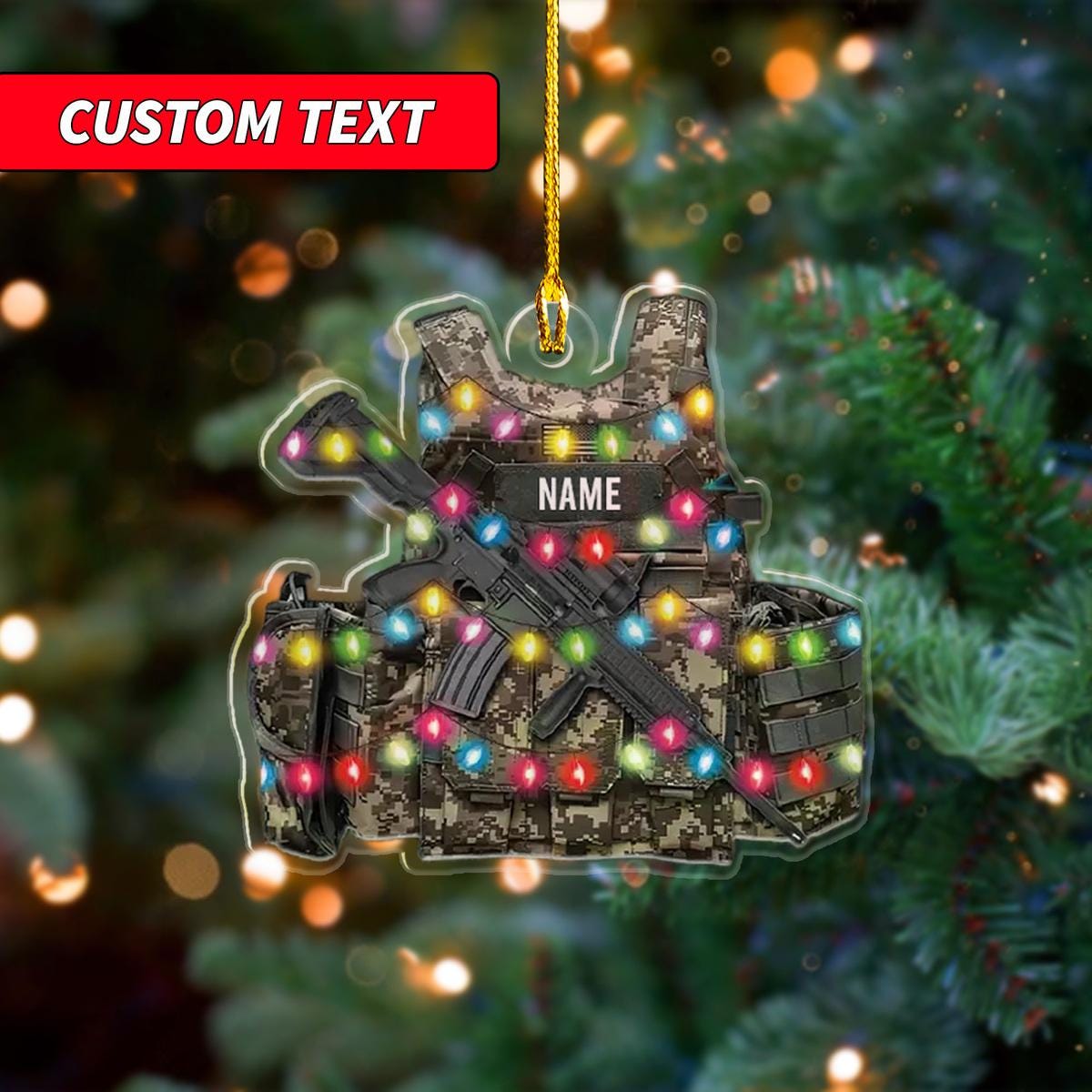 Custom Name Veteran Uniform Boots Hat, Personalized Flat Acrylic Ornament 2D, Uniform Ornament Gift, Veteran Christmas Ornament ORNO5