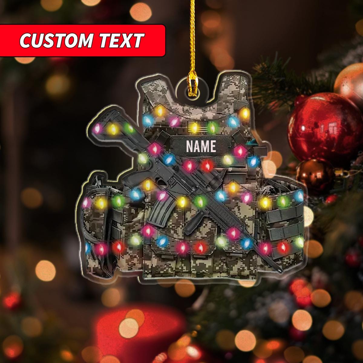 Custom Name Veteran Uniform Boots Hat, Personalized Flat Acrylic Ornament 2D, Uniform Ornament Gift, Veteran Christmas Ornament ORNO5