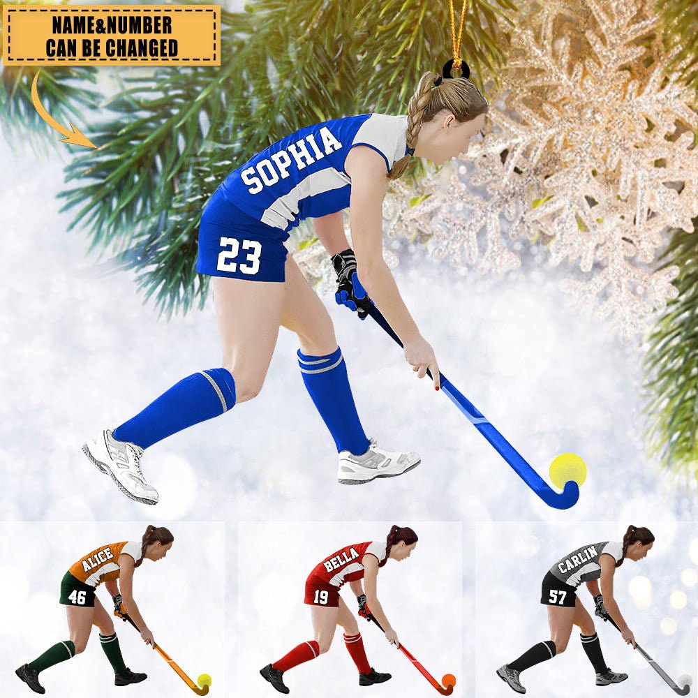 Custom Personalized Field Hockey Christmas Ornament, Gift For Hockey Lovers, Hockey Ornament, Custom Name and Number For Hockey Players ORH1710N