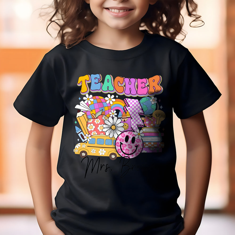 Custom Retro Teacher Name PNG, Back to School Png Design, Teacher Png, Teacher Appreciation, First Day of School, Thank You Teacher