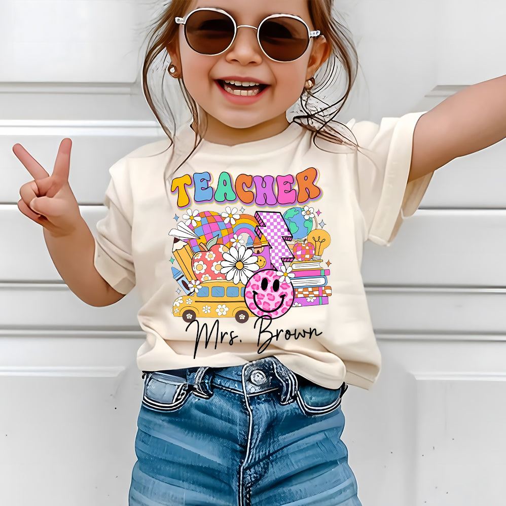 Custom Retro Teacher Name PNG, Back to School Png Design, Teacher Png, Teacher Appreciation, First Day of School, Thank You Teacher