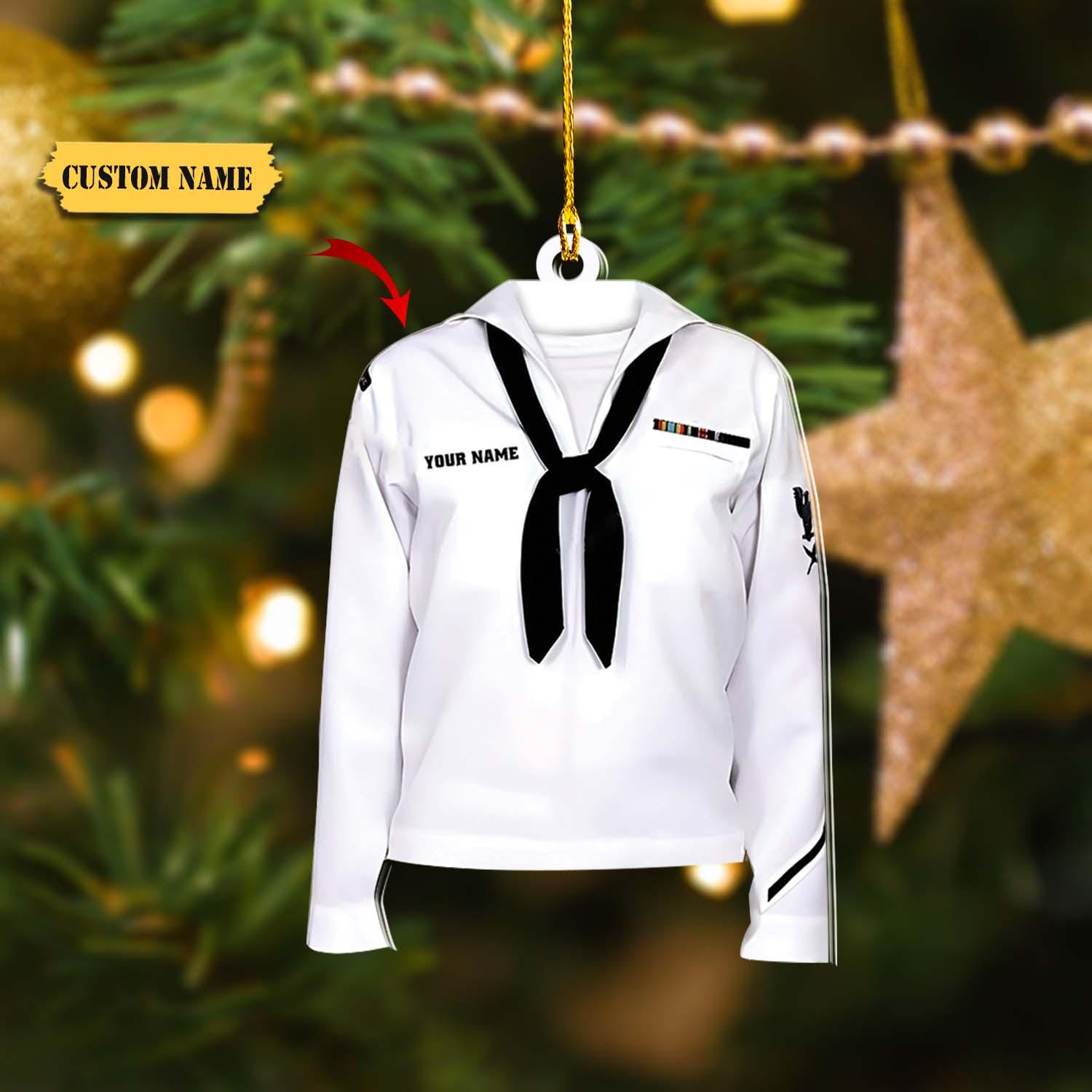 Custom Sailor Navy Uniform Ornament, Personalized Name Sailor Uniform Ornament, Navy Military Ornament, Military Gift, Sailor Ornament Gift HAOR0711