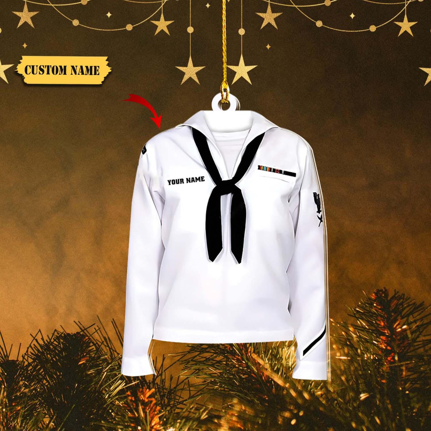 Custom Sailor Navy Uniform Ornament, Personalized Name Sailor Uniform Ornament, Navy Military Ornament, Military Gift, Sailor Ornament Gift HAOR0711