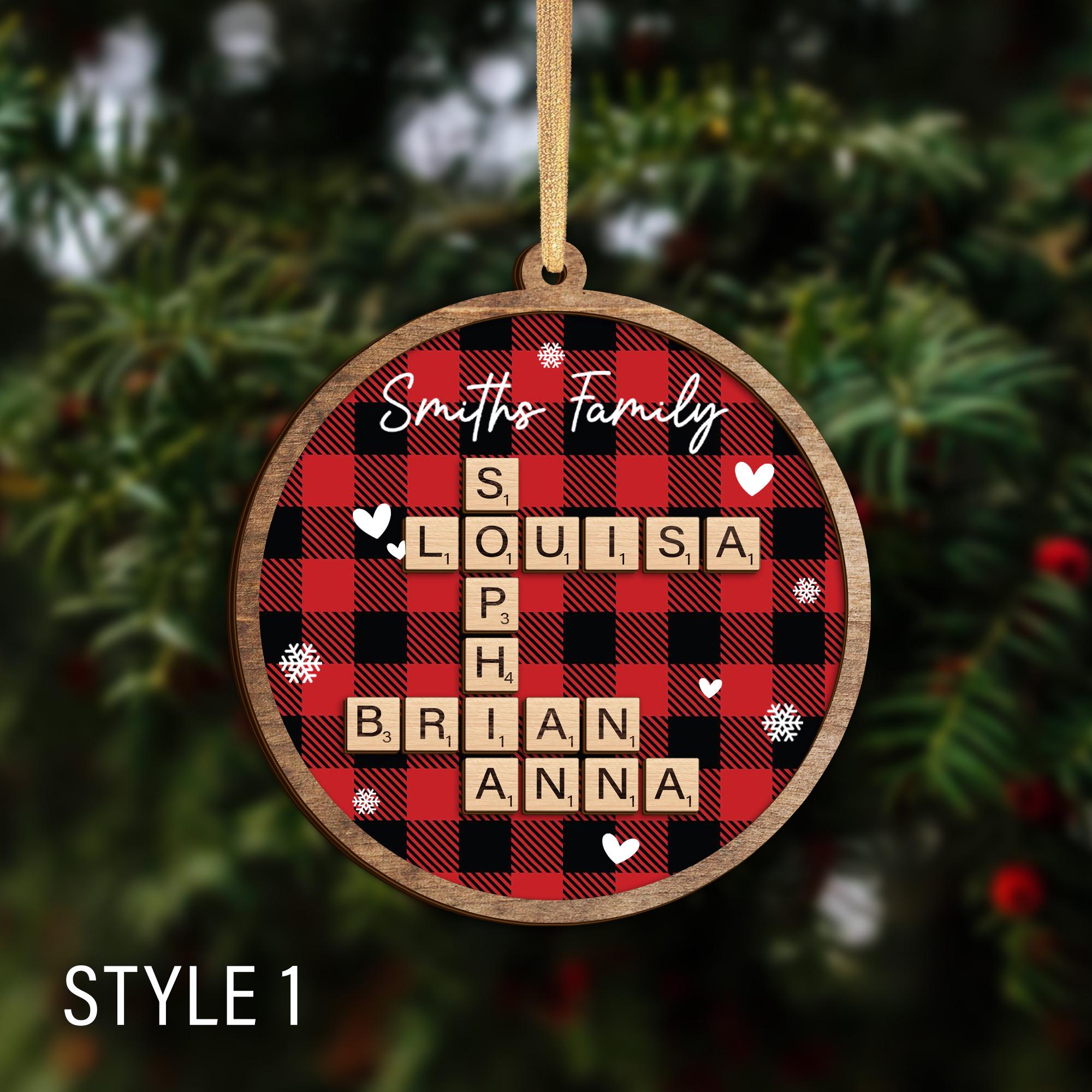 Custom Scrabble Christmas Ornaments, Family Name Crossword Puzzle, Personalized Family Christmas Ornament 2024, Christmas Gift, Xmas Decor OROC24