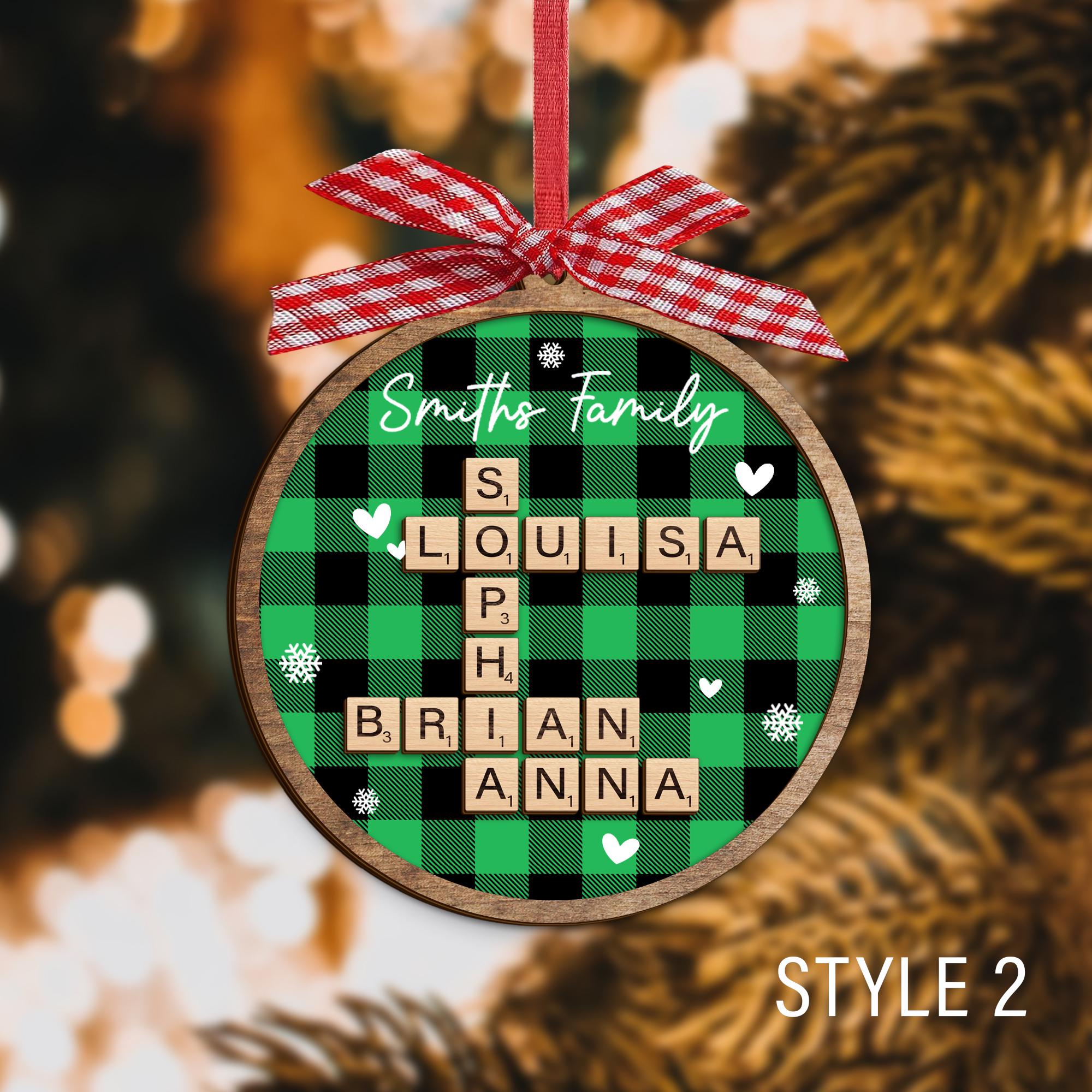 Custom Scrabble Christmas Ornaments, Family Name Crossword Puzzle, Personalized Family Christmas Ornament 2024, Christmas Gift, Xmas Decor OROC24