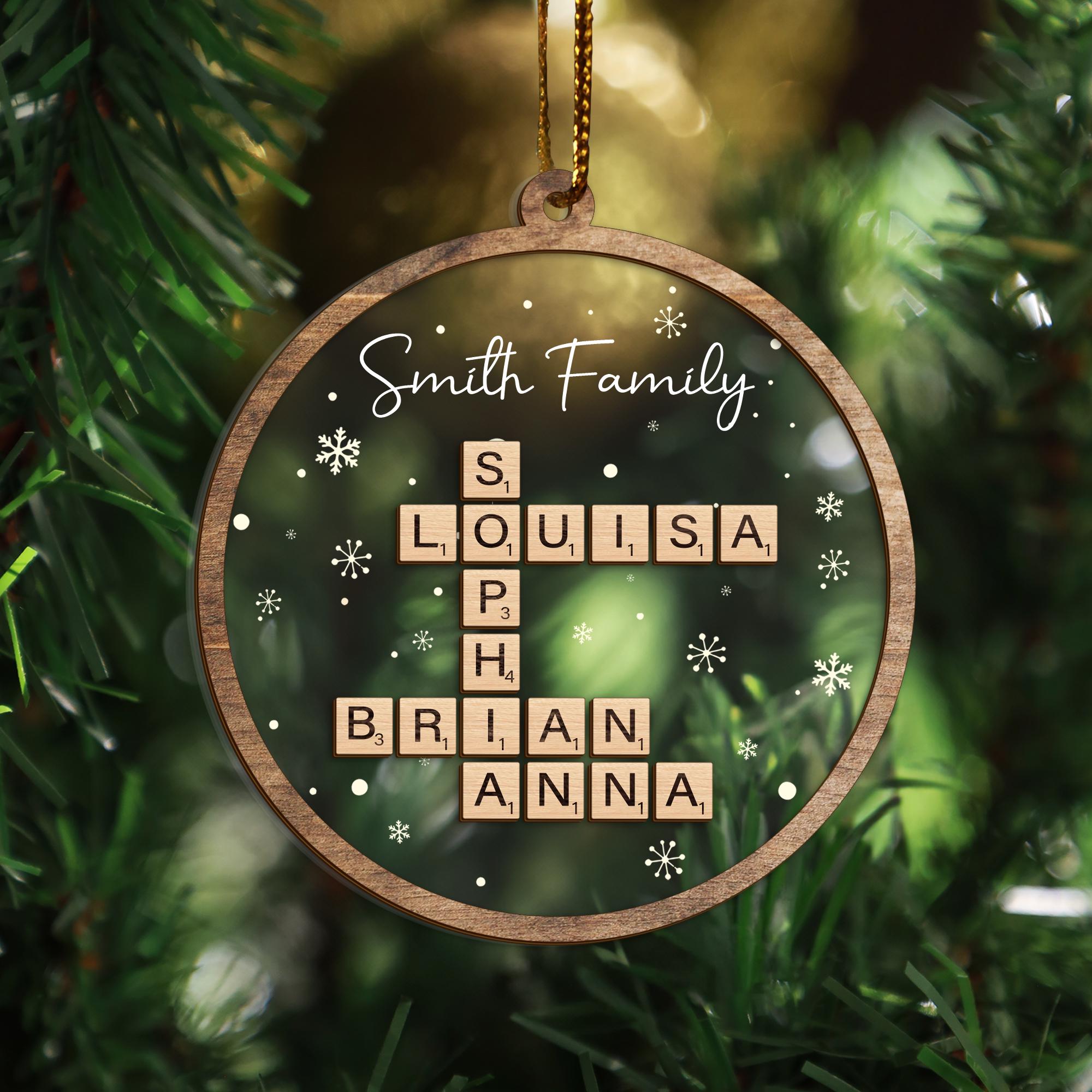 Custom Scrabble Christmas Ornaments, Family Name Crossword Puzzle, Personalized Family Christmas Ornament 2024, Christmas Gift, Xmas Decor OROC24