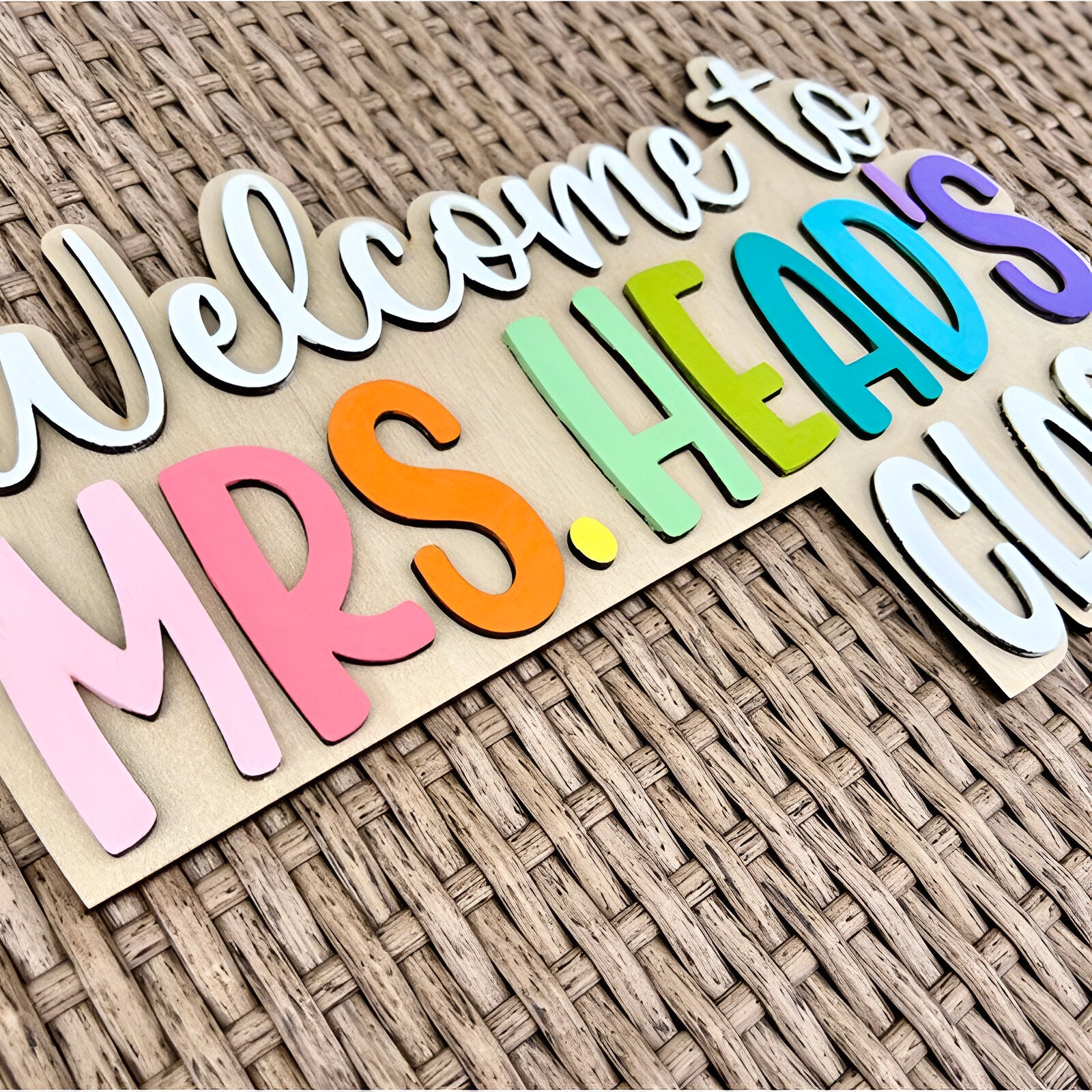 Custom Teacher Gift, Personalized Name Doorframe Corner Sign Dofra