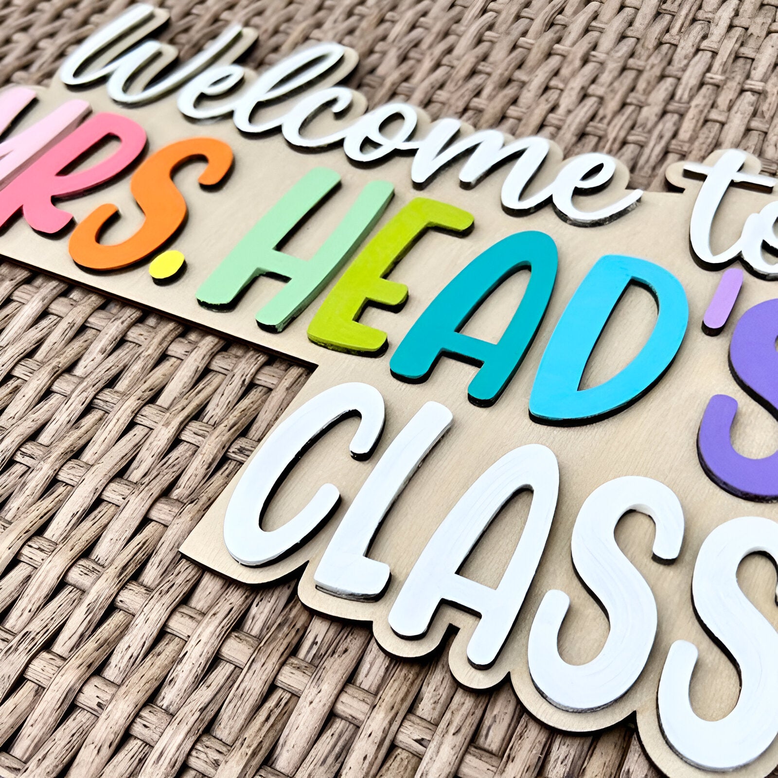 Custom Teacher Gift, Personalized Name Doorframe Corner Sign Dofra