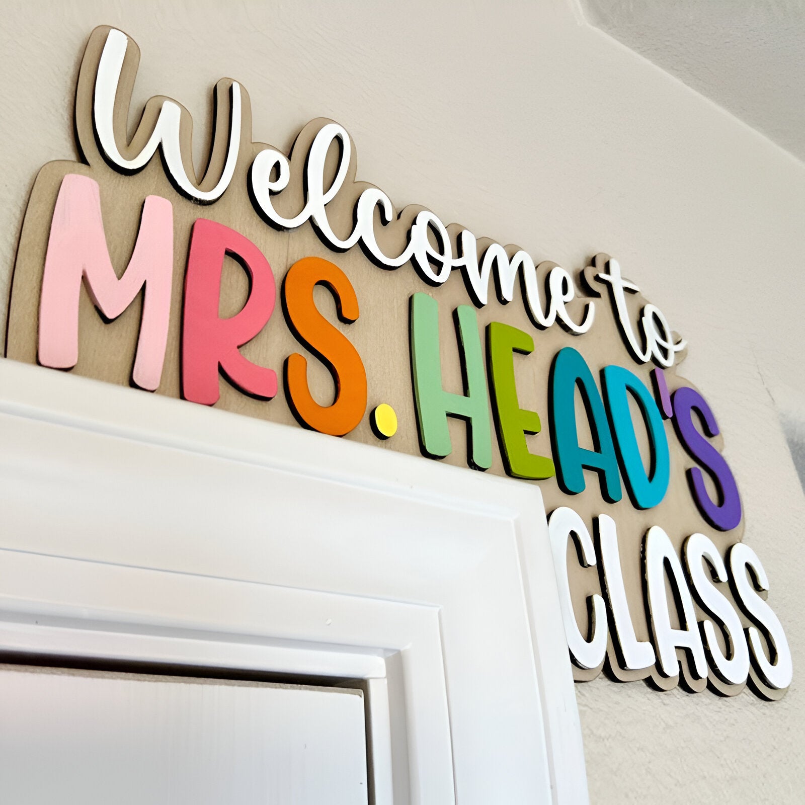 Custom Teacher Gift, Personalized Name Doorframe Corner Sign Dofra
