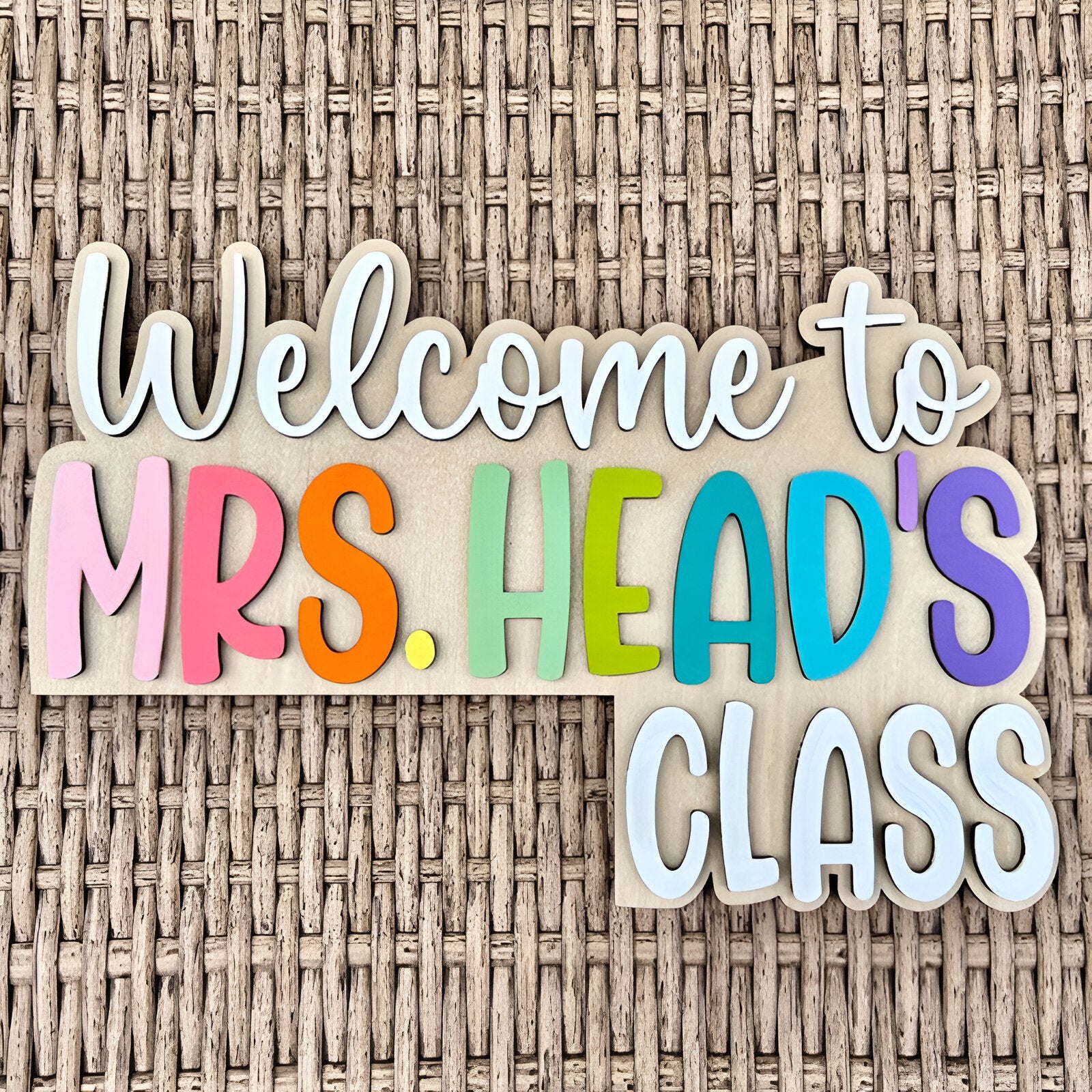 Custom Teacher Gift, Personalized Name Doorframe Corner Sign Dofra