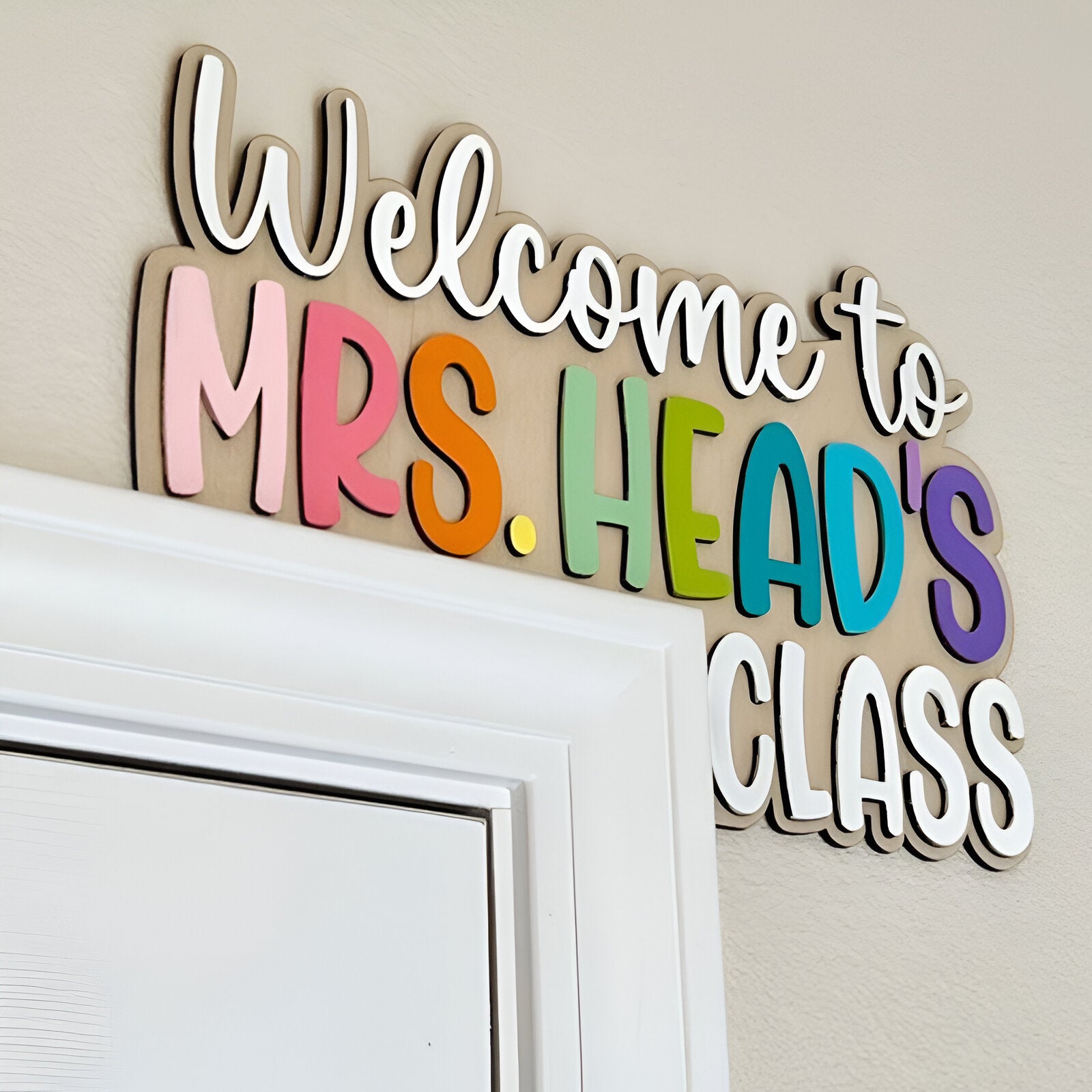 Custom Teacher Gift, Personalized Name Doorframe Corner Sign Dofra