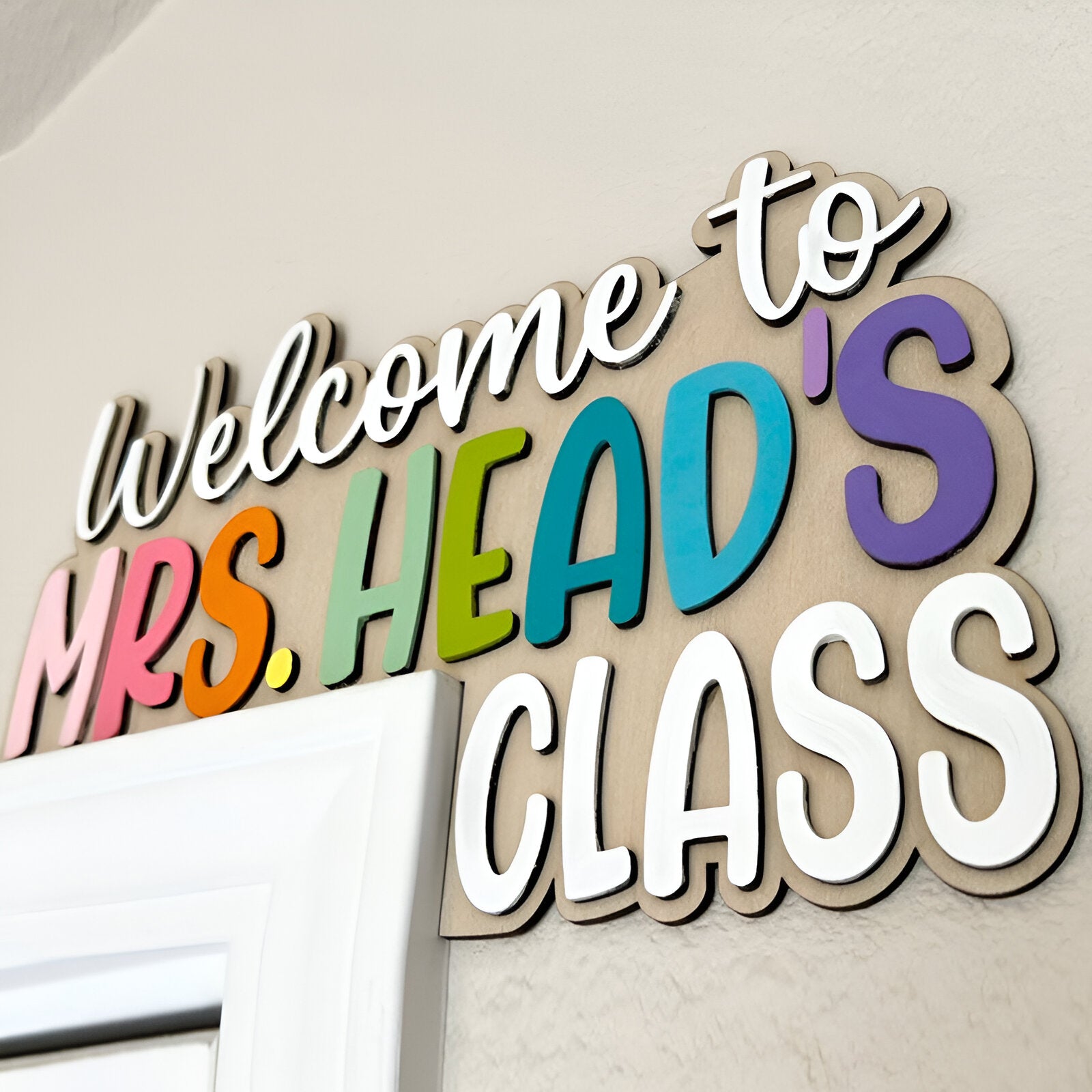Custom Teacher Gift, Personalized Name Doorframe Corner Sign Dofra