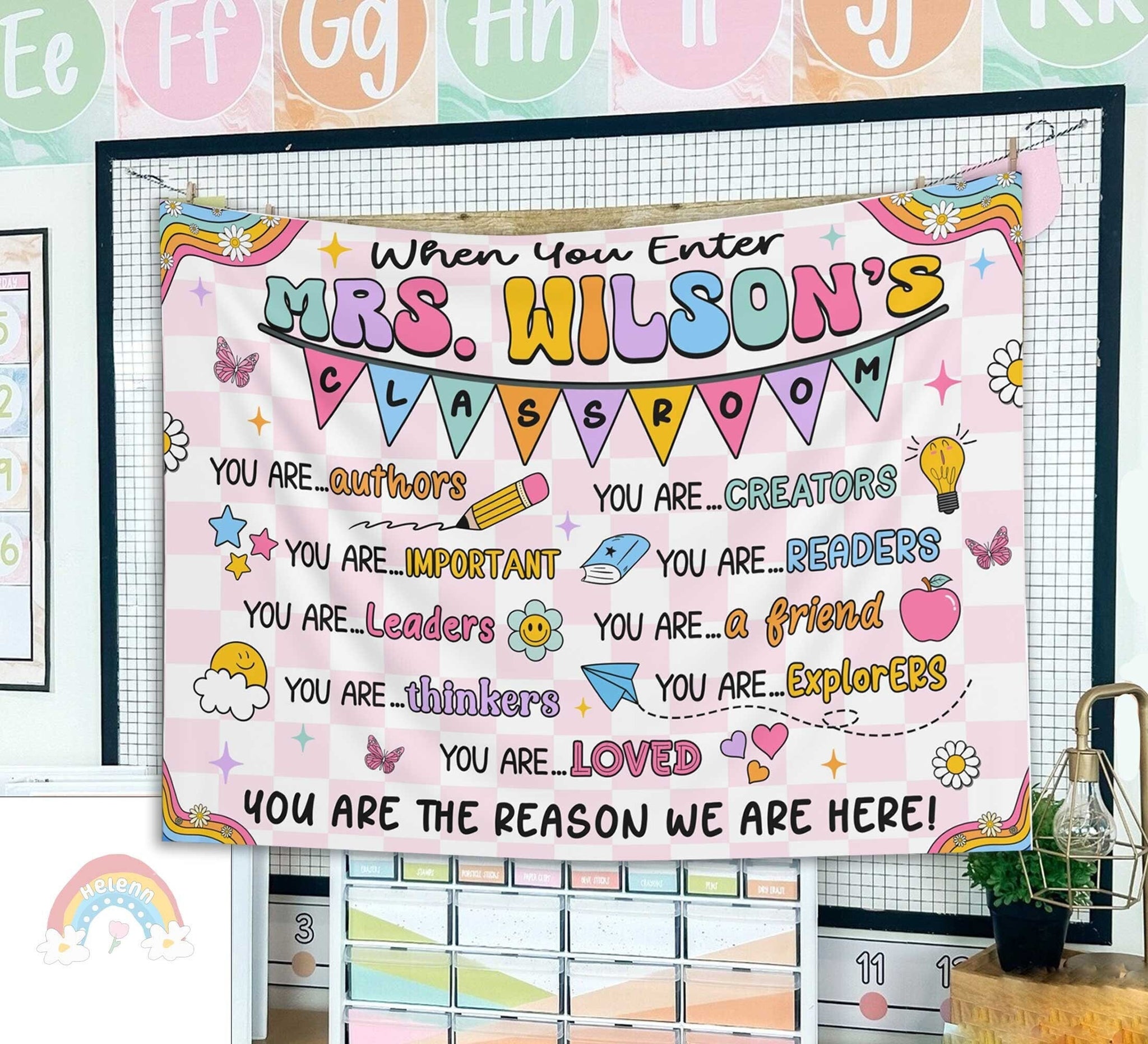 Custom Teacher Tapestry Classroom Tapestries Back To School Gift, Custom Teachers Name Gift Classroom Banner, Teacher Appreciation Gifts TAPES1