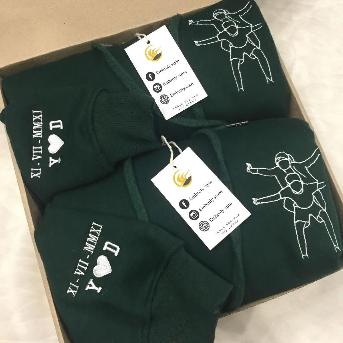 Personalized Date Hoodie, Sweatshirt Anniversary Year Embroidered Matching Couples Gifts em2