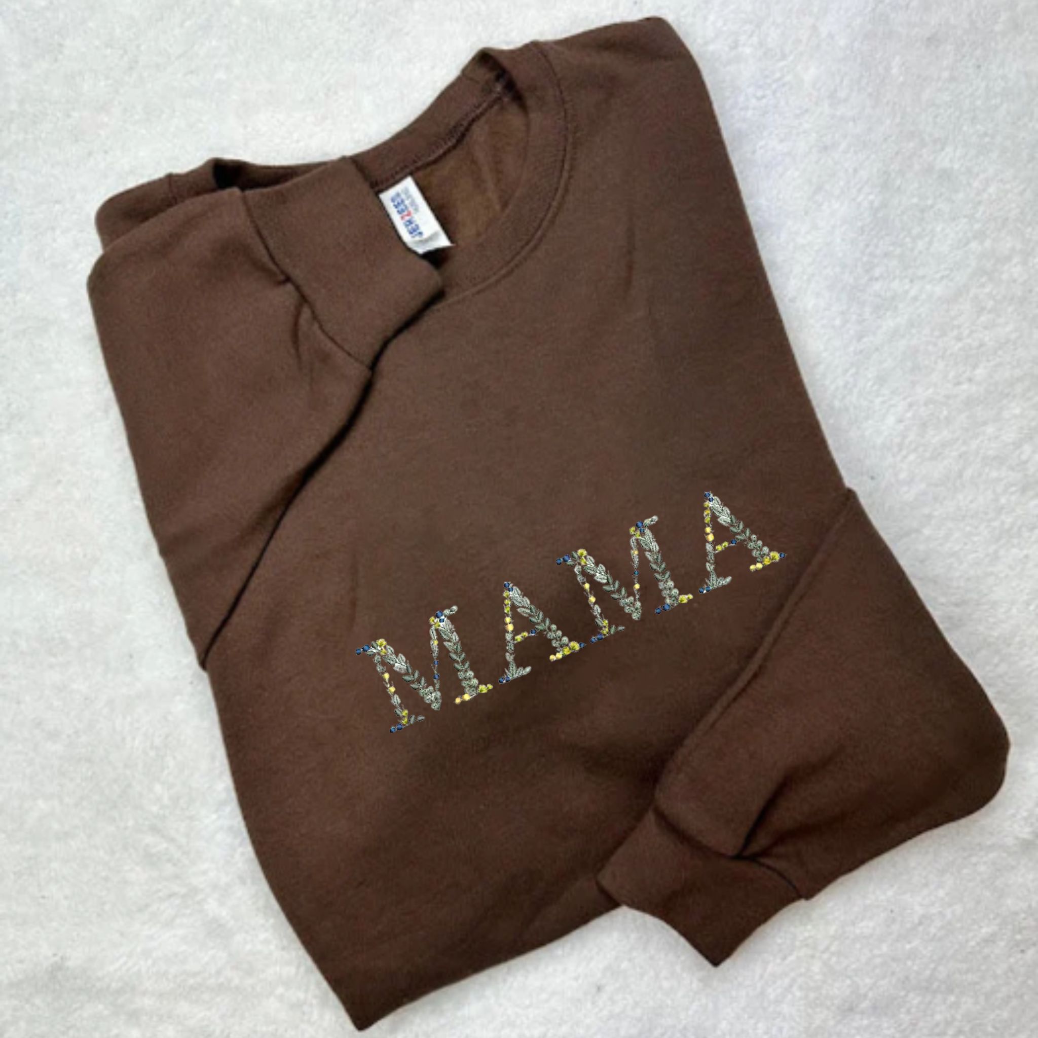 Customizable Floral Mama, Embroidery Sweatshirt with Flower Letter, Good Mom Gift Ideas EM3