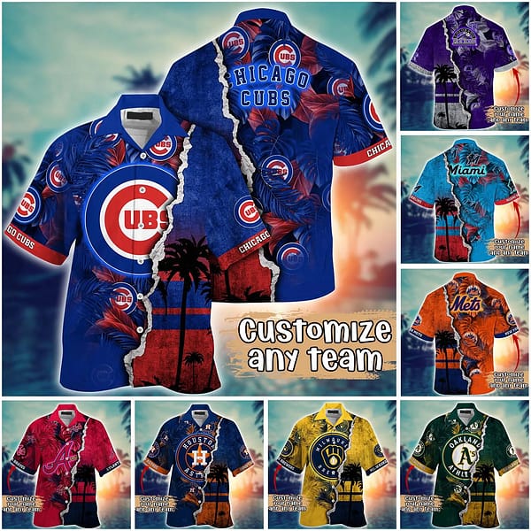Customize Flower MLB Hawaii Shirt And Tshirt For Fans Custom Summer Aloha Shirt hacus1