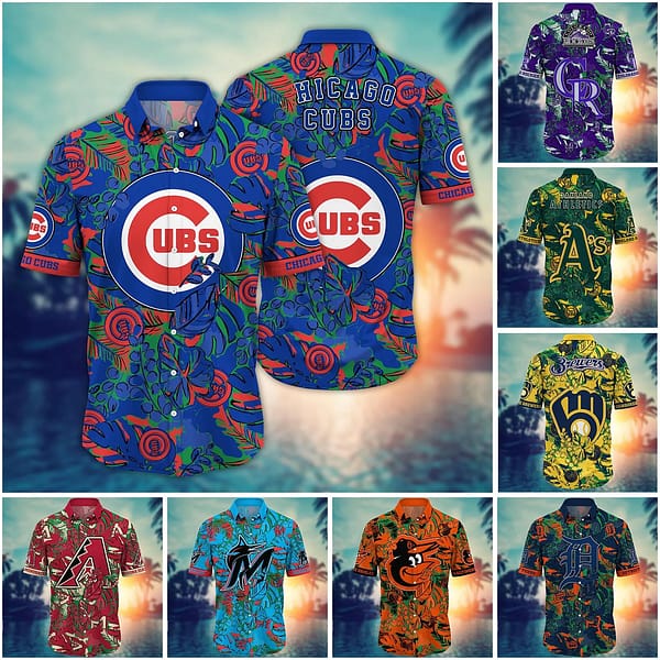 Customize Flower MLB Hawaii Shirt And Tshirt For Fans Golden Hour Aloha Shirt hacus1