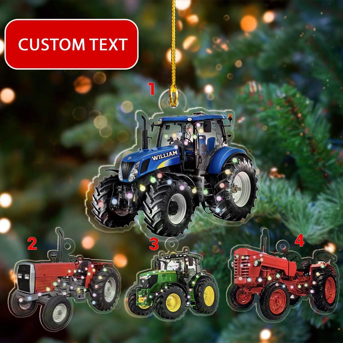 Customized Name Tractor Christmas Ornament, Tractor Farmer Ornament, Farm Gift, Personalized Tractor Ornament, Tractor Xmas Ornament ORNO5