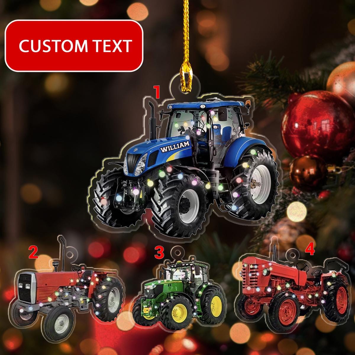 Customized Name Tractor Christmas Ornament, Tractor Farmer Ornament, Farm Gift, Personalized Tractor Ornament, Tractor Xmas Ornament ORNO5